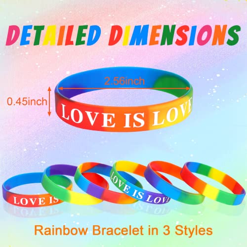 JUNEBRUSHS 42pcs Pride Silicone Bracelets – Rainbow LGBT Wristbands for Parades