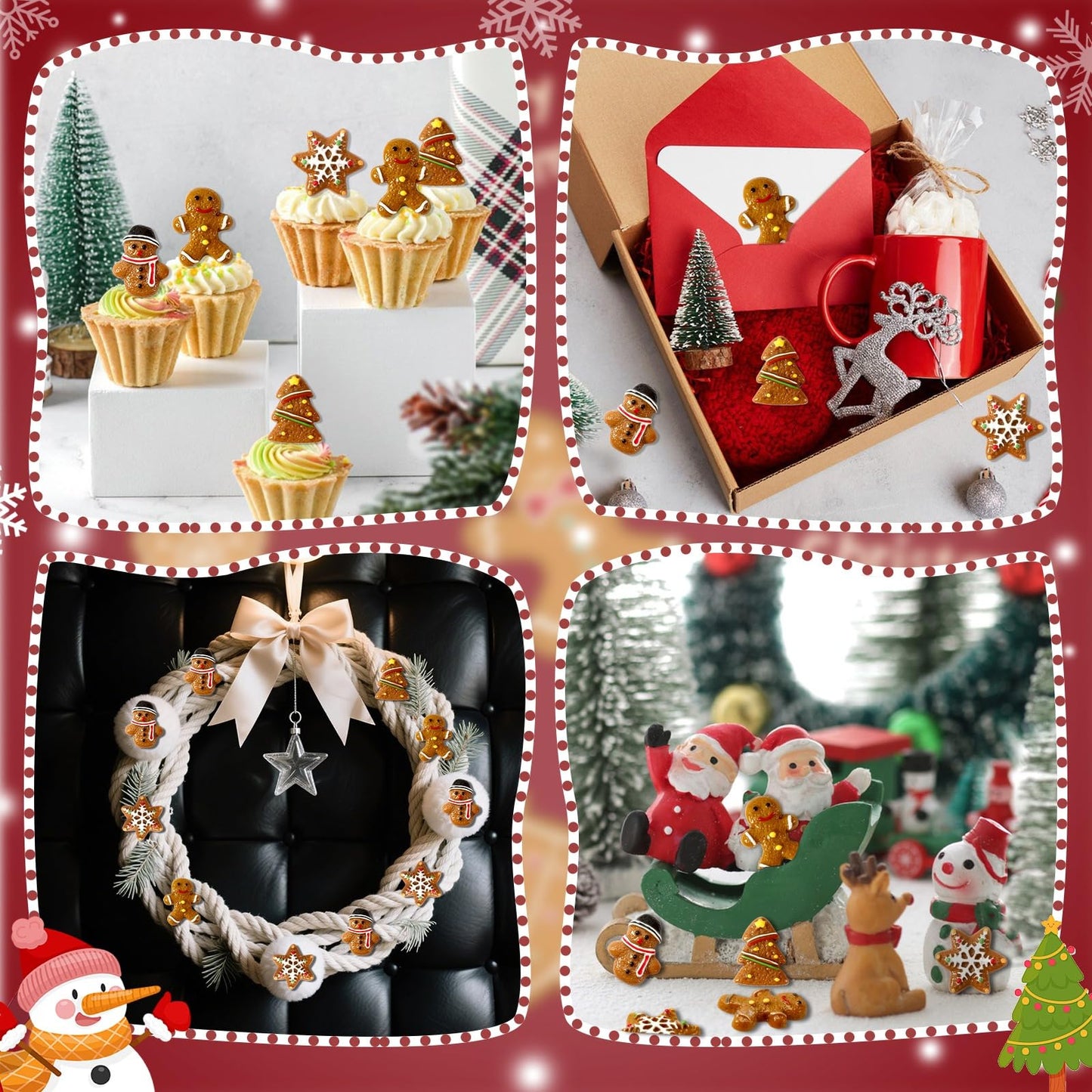 JUNEBRUSHS 80 Pcs Christmas Mini Resin Gingerbread Men – DIY Decor
