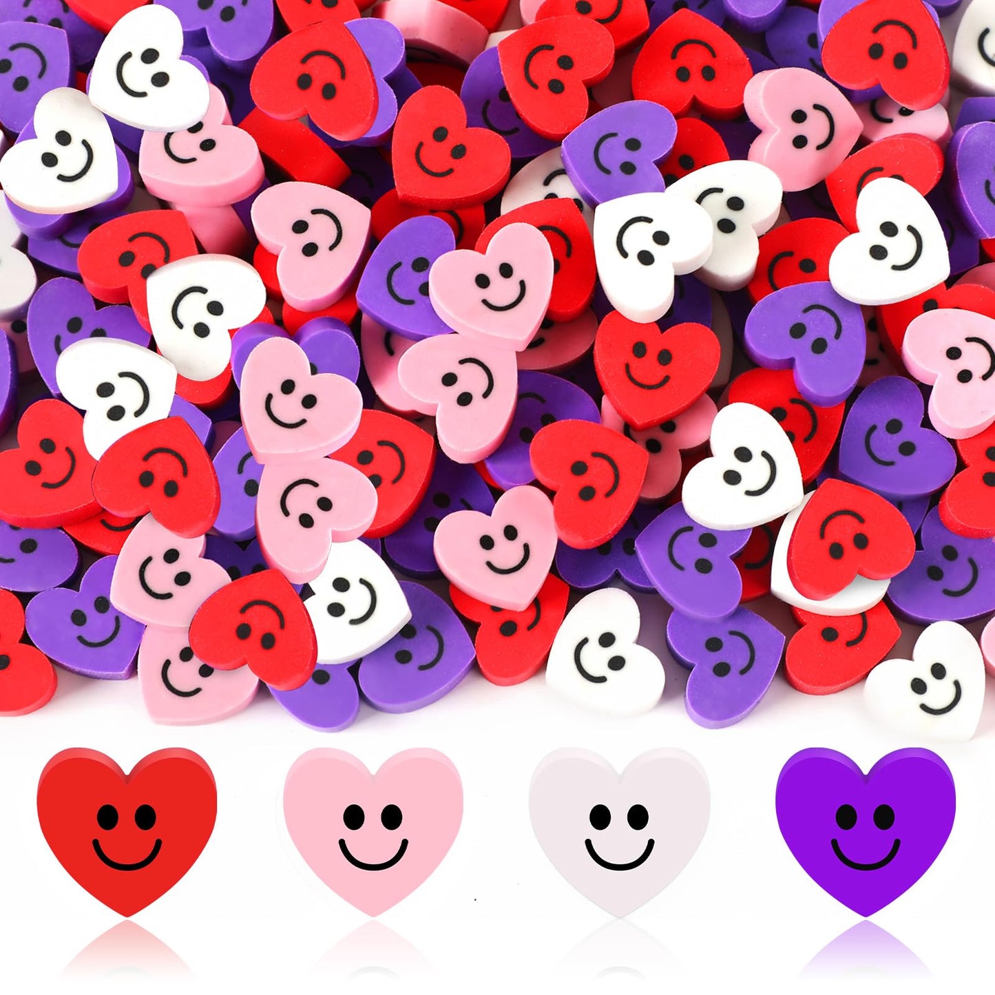 JUNEBRUSHS 150Pcs Mini Heart Erasers – Valentines Day Classroom Gifts & Party Favors