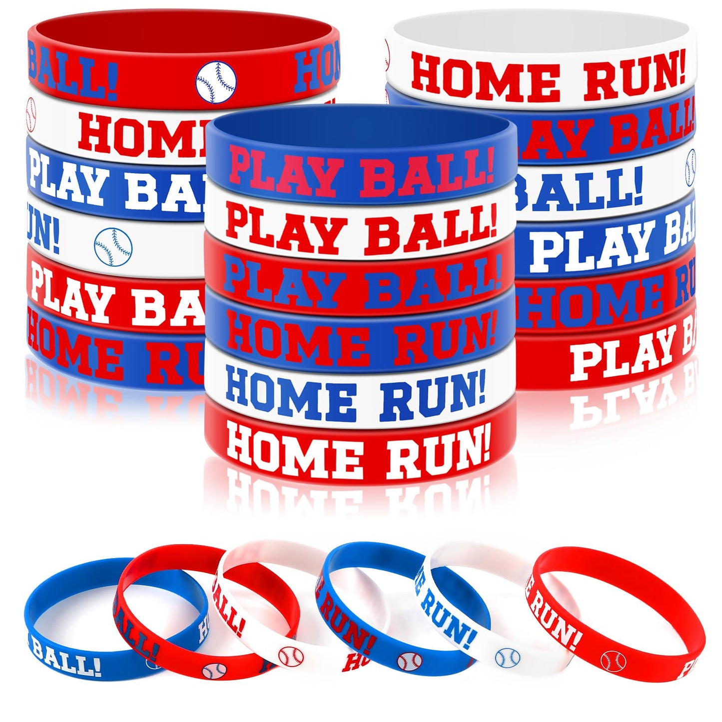 JUNEBRUSHS 42 Pcs Baseball Silicone Wristbands – Party Favors & Team Gifts