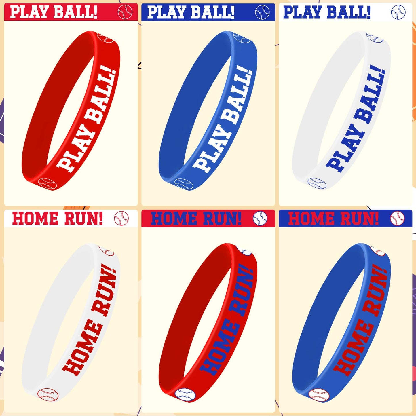 JUNEBRUSHS 42 Pcs Baseball Silicone Wristbands – Party Favors & Team Gifts