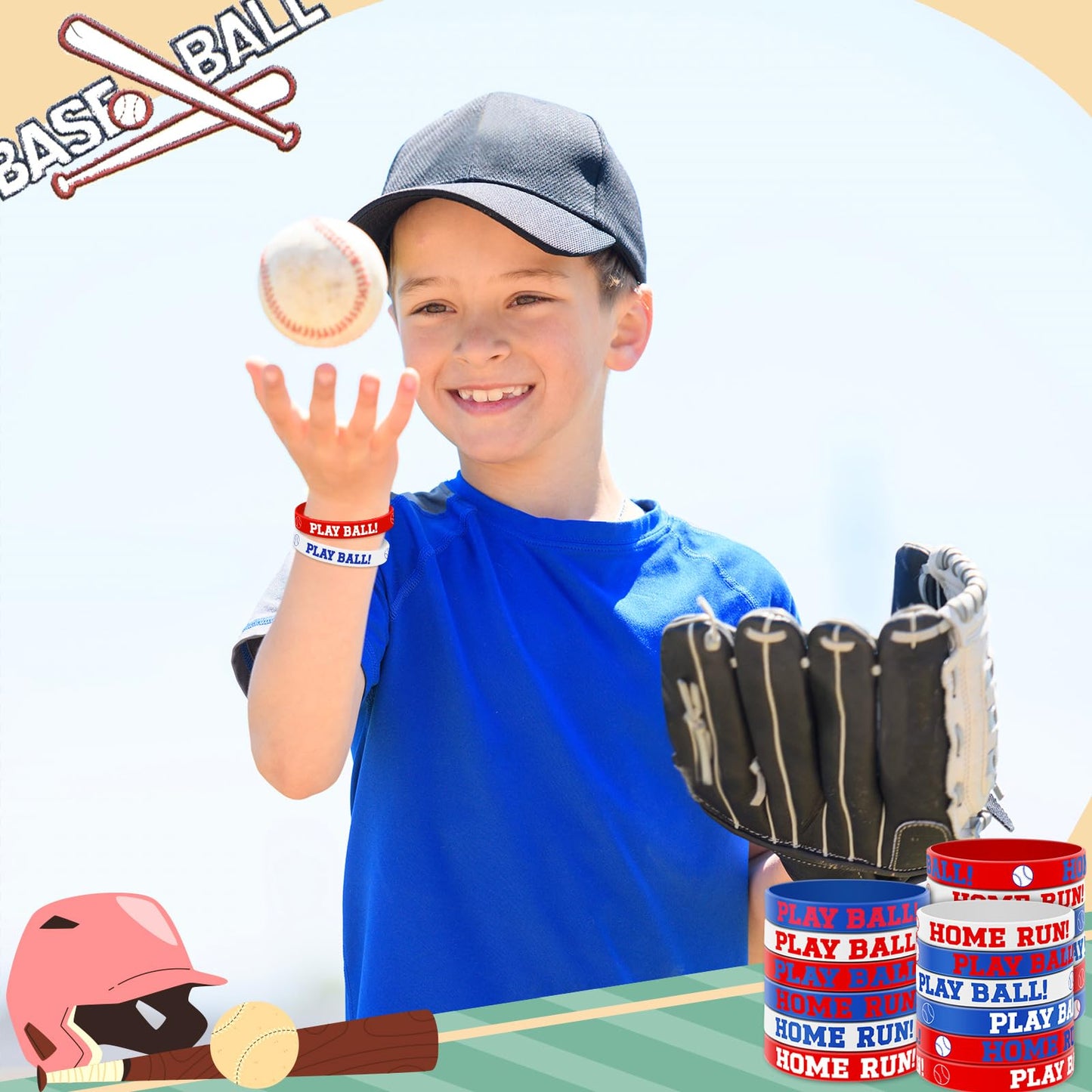 JUNEBRUSHS 42 Pcs Baseball Silicone Wristbands – Party Favors & Team Gifts