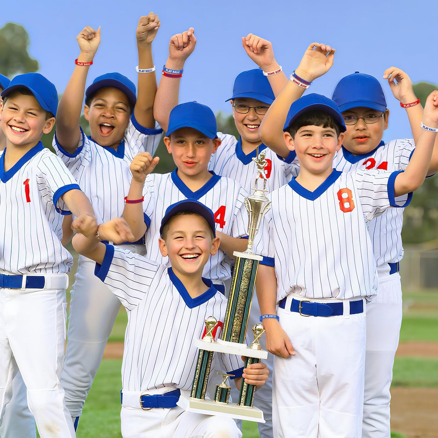 JUNEBRUSHS 42 Pcs Baseball Silicone Wristbands – Party Favors & Team Gifts