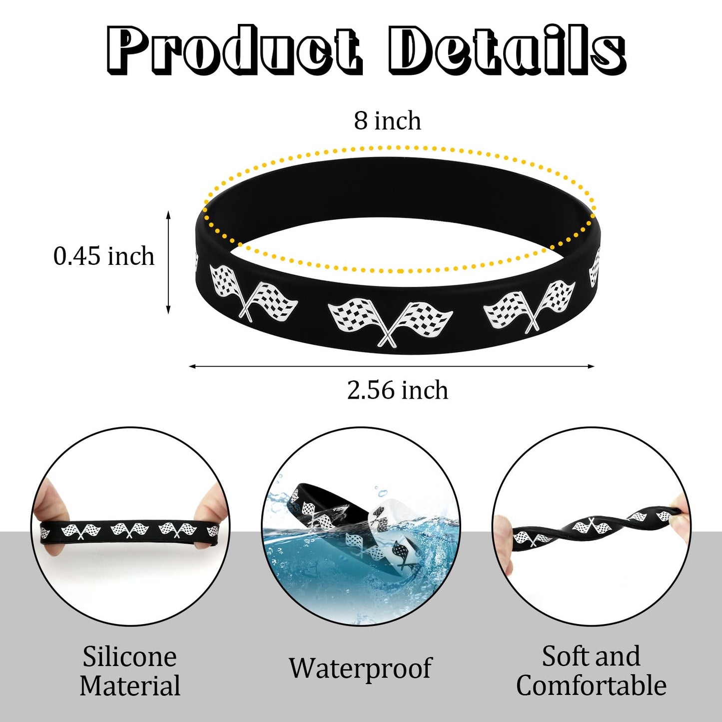 JUNEBRUSHS 42Pcs Racing Car Silicone Wristbands – Party Favors