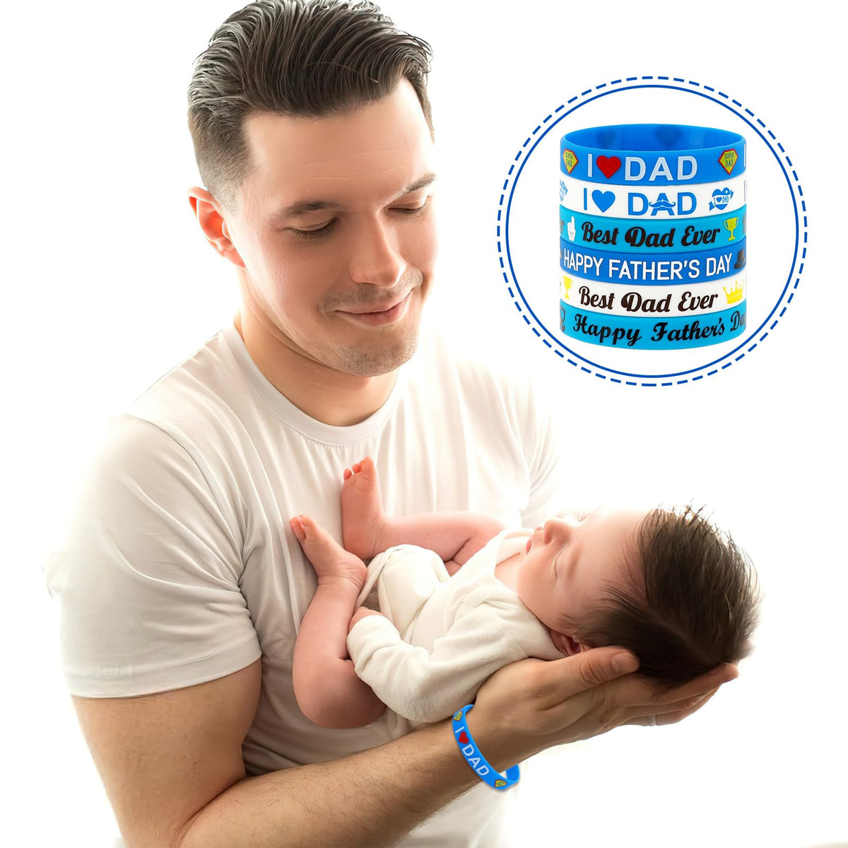 JUNEBRUSHS 42pcs Father's Day Silicone Wristbands – Party Favors
