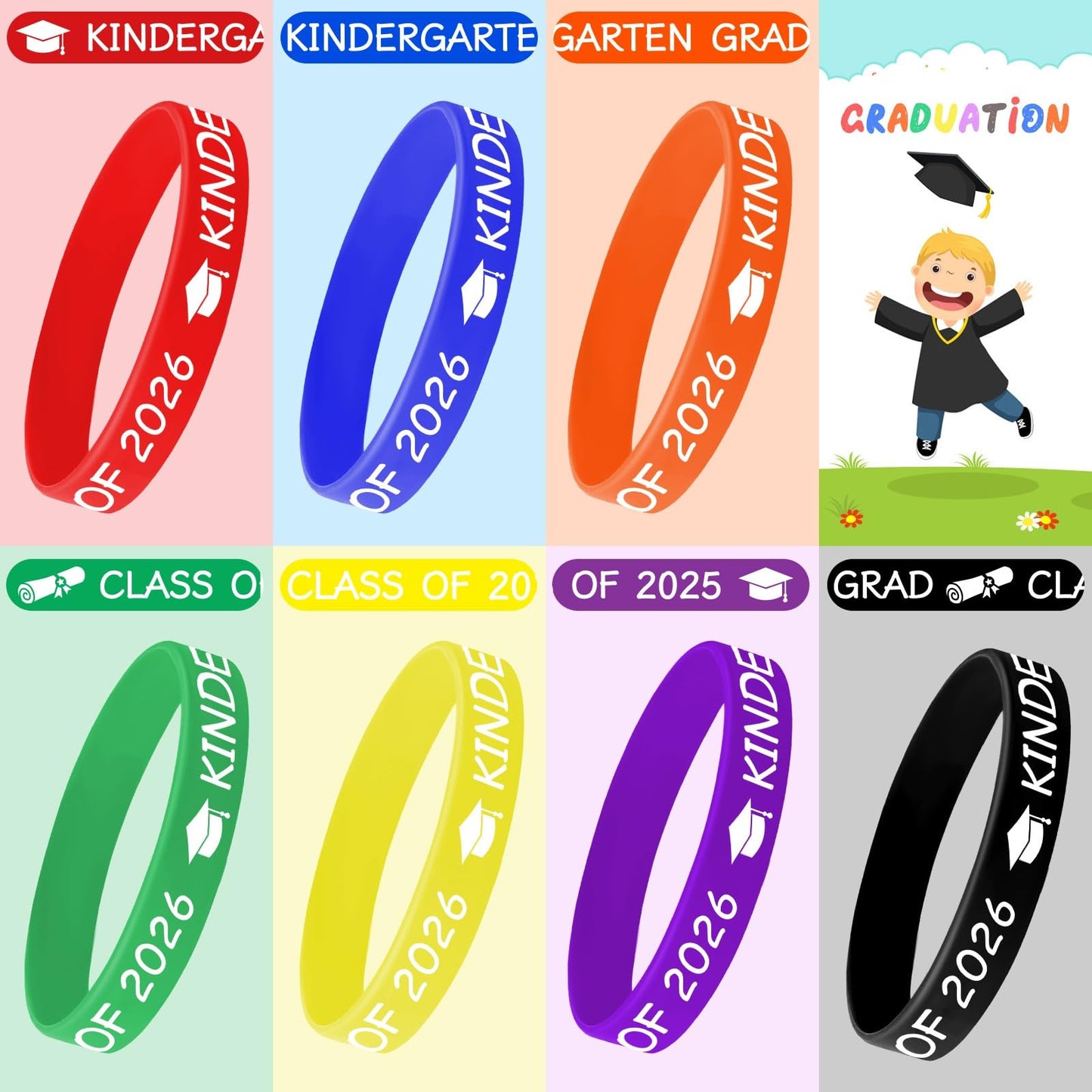 JUNEBRUSHS 42pc Kindergarten Graduation Silicone Bracelets – Class of 2026 Party Favors