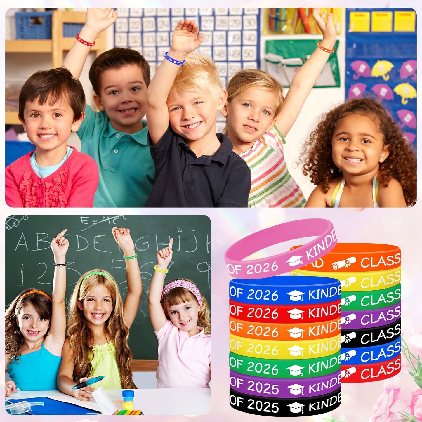 JUNEBRUSHS 42pc Kindergarten Graduation Silicone Bracelets – Class of 2026 Party Favors