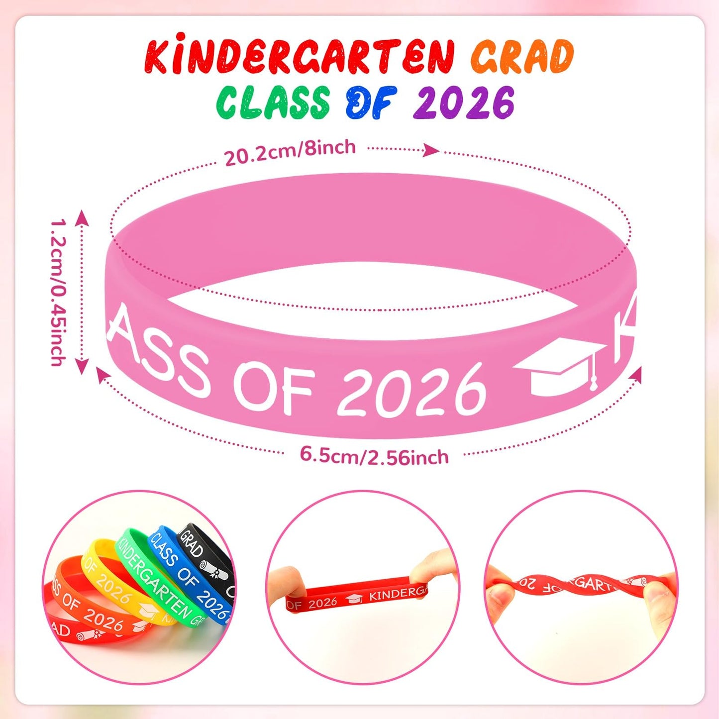 JUNEBRUSHS 42pc Kindergarten Graduation Silicone Bracelets – Class of 2026 Party Favors