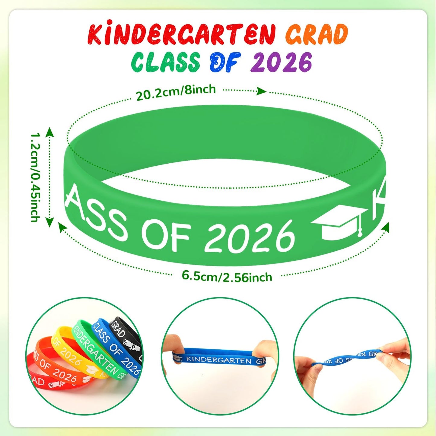 JUNEBRUSHS 42pc Kindergarten Graduation Silicone Bracelets – Class of 2026 Party Favors