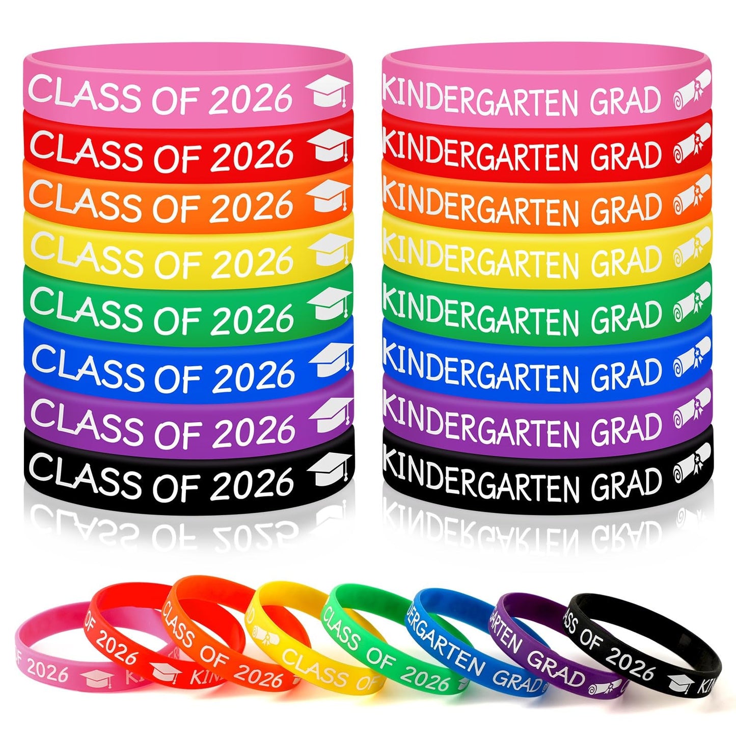 JUNEBRUSHS 42pc Kindergarten Graduation Silicone Bracelets – Class of 2026 Party Favors
