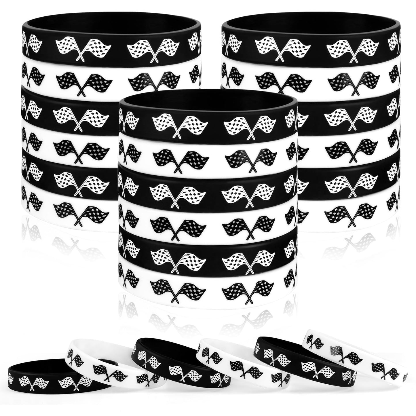 JUNEBRUSHS 42Pcs Racing Car Silicone Wristbands – Party Favors