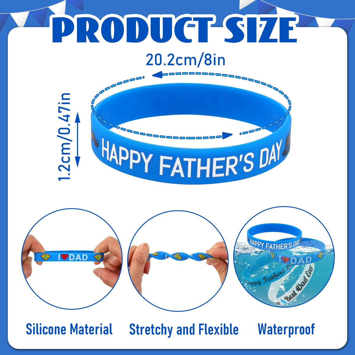 JUNEBRUSHS 42pcs Father's Day Silicone Wristbands – Party Favors
