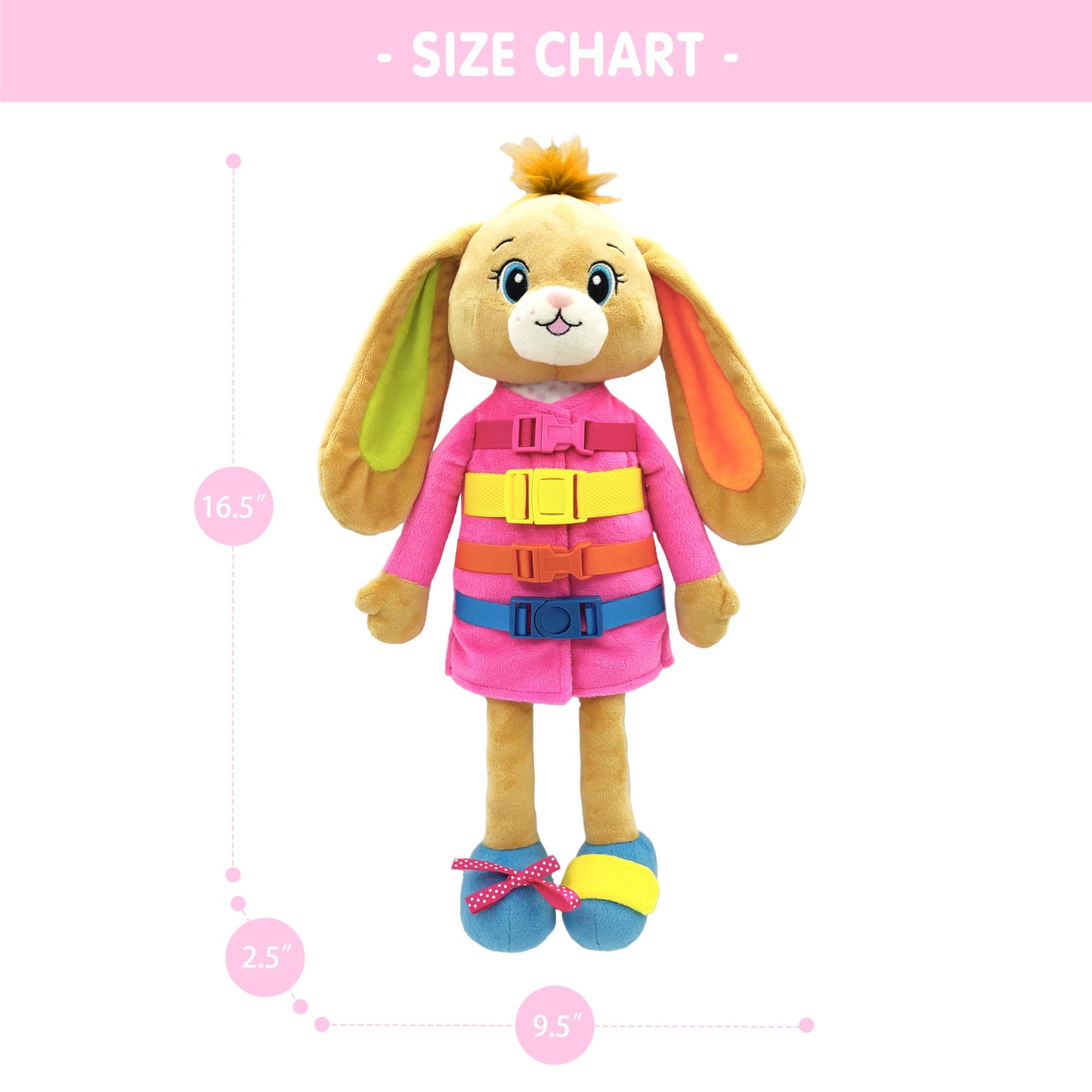 June Garden Dressy Friends Bunnie – Educational 16-inch Plush Doll for Toddlers 2+ | Montessori Dress-Up Toy
