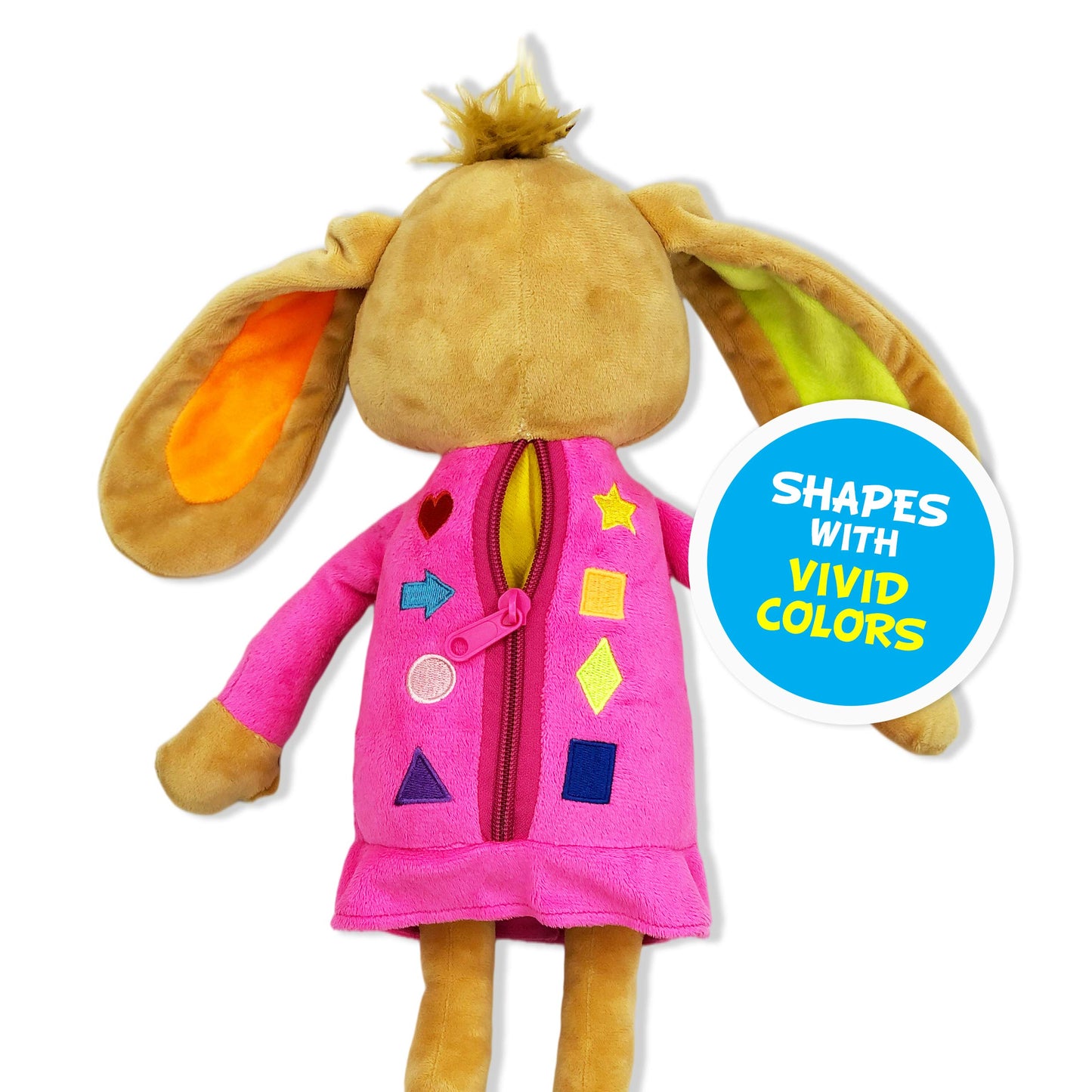 June Garden Dressy Friends Bunnie – Educational 16-inch Plush Doll for Toddlers 2+ | Montessori Dress-Up Toy