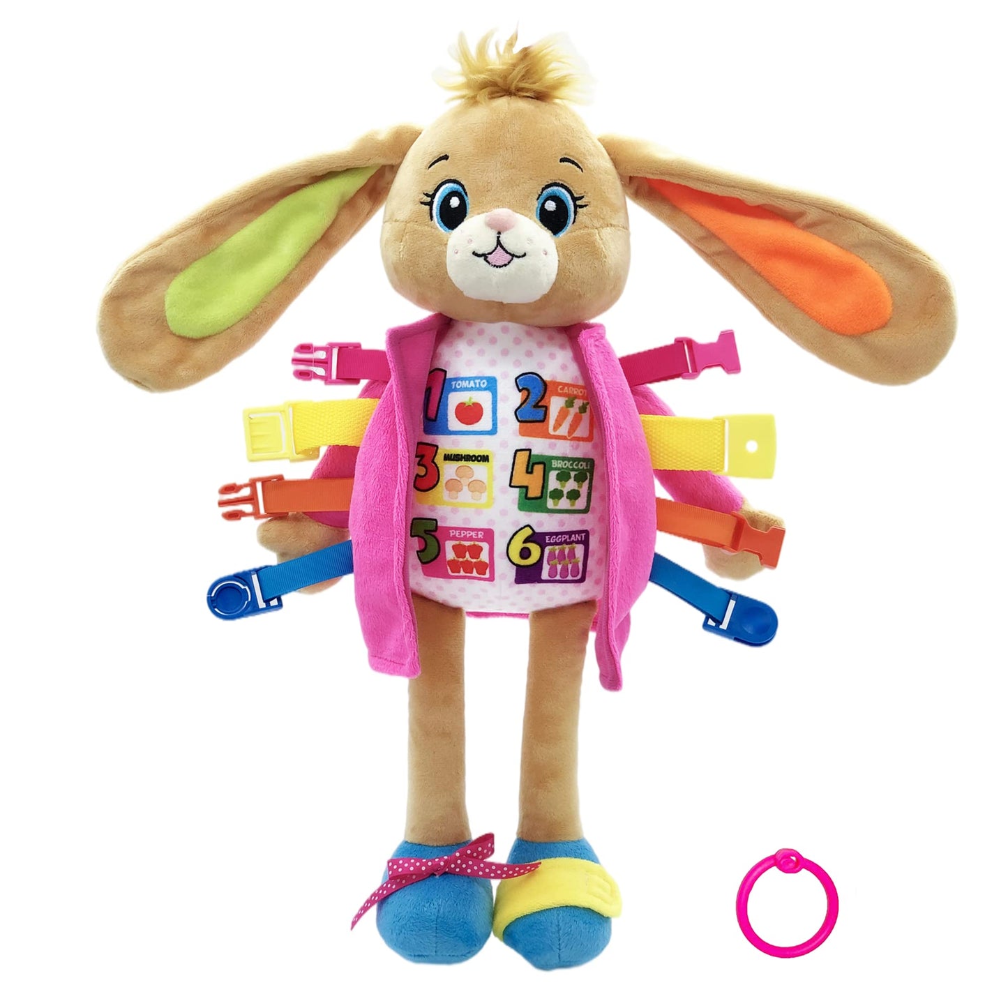 June Garden Dressy Friends Bunnie – Educational 16-inch Plush Doll for Toddlers 2+ | Montessori Dress-Up Toy