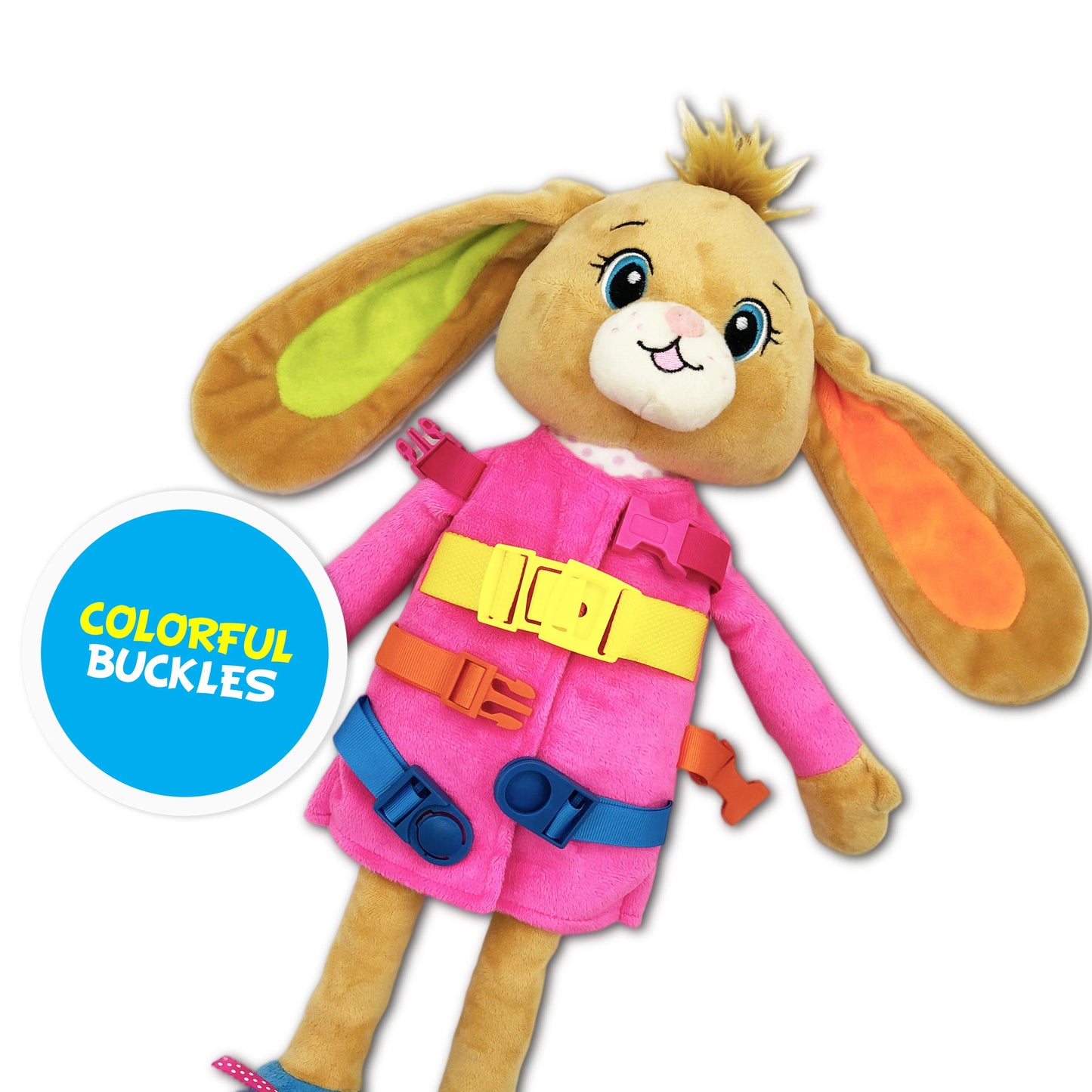 June Garden Dressy Friends Bunnie – Educational 16-inch Plush Doll for Toddlers 2+ | Montessori Dress-Up Toy