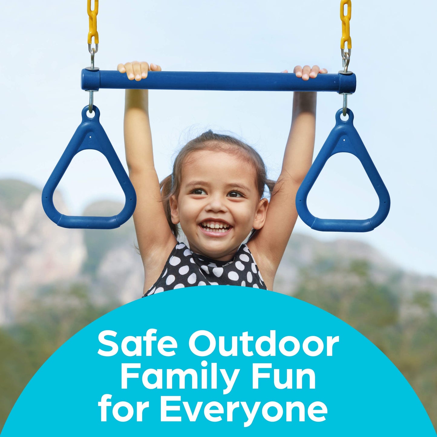 Jungle Gym Kingdom Backyard Swing Sets – 18 in Trapeze Bar & 48 in Chain (Blue)