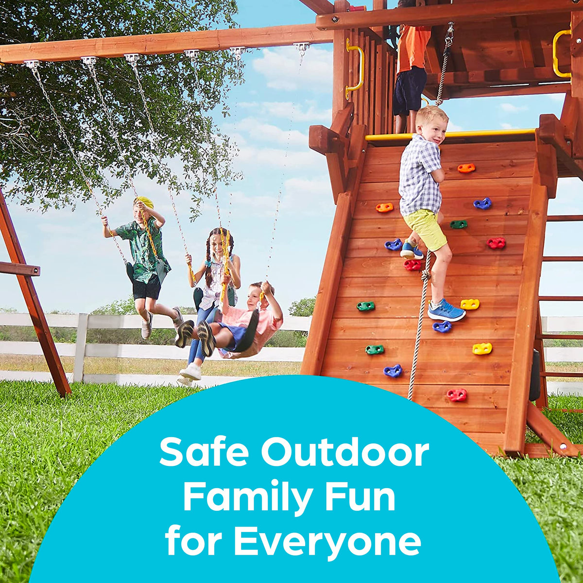 Jungle Gym Kingdom Swing Set Hangers – 2 Heavy-Duty Brackets with Locking Snap Hooks