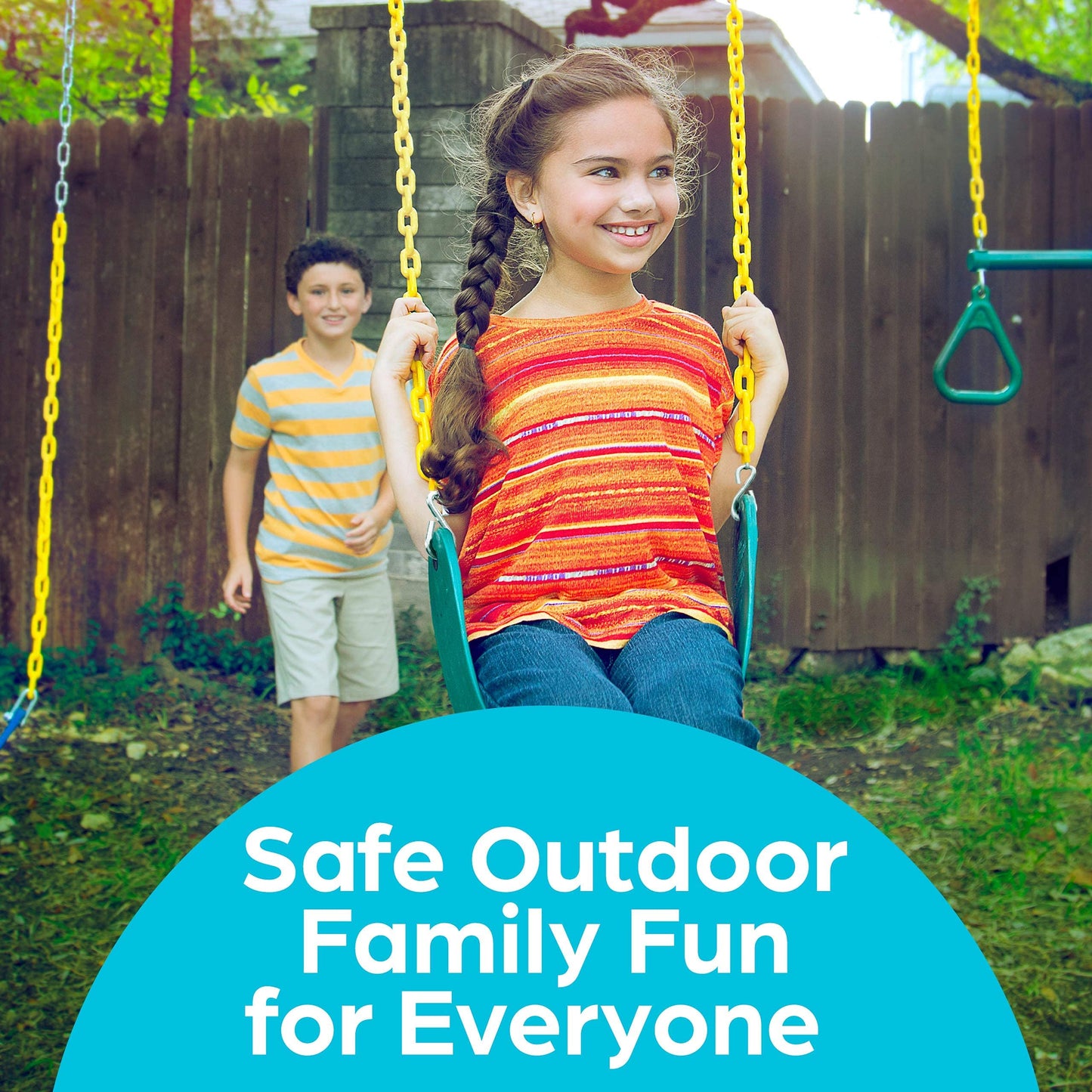 Jungle Gym Kingdom Swing Seat Replacement Kit — 2-Pack with Heavy-Duty Chains (Green)