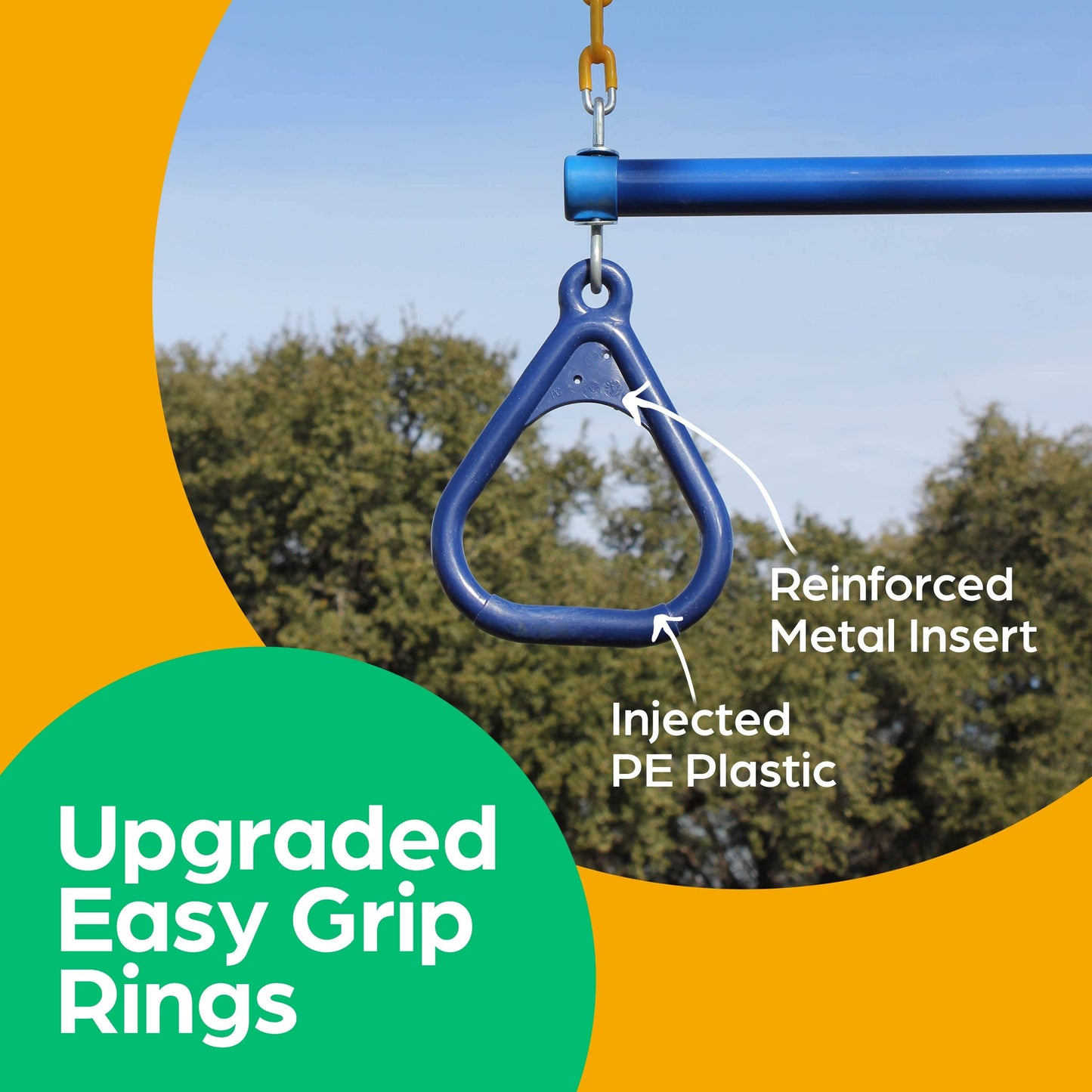 Jungle Gym Kingdom Backyard Swing Sets – 18 in Trapeze Bar & 48 in Chain (Blue)