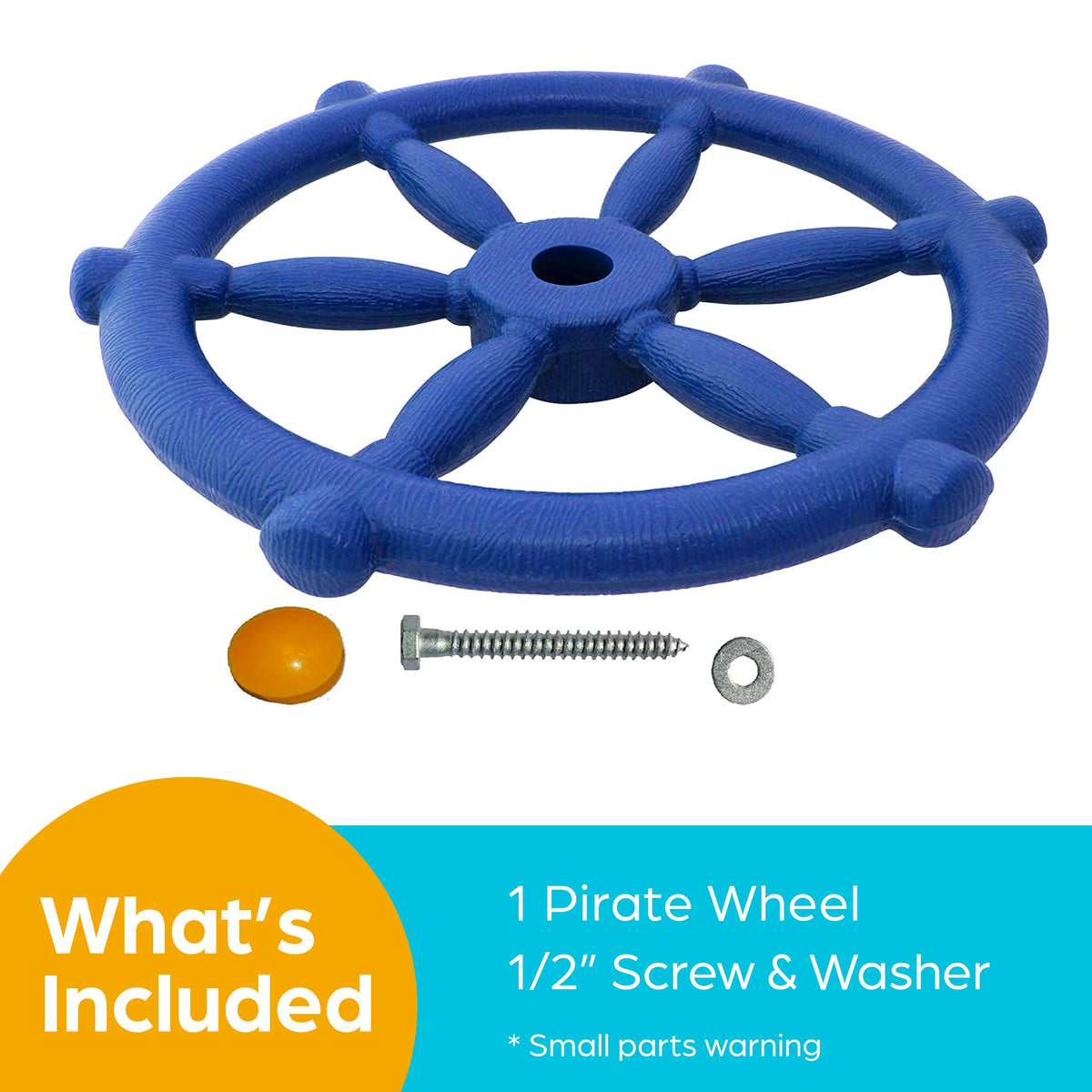 Jungle Gym Kingdom Pirate Ship Wheel for Kids — Blue Steering Wheel for Treehouse, Outdoor Playhouse & Backyard Playset