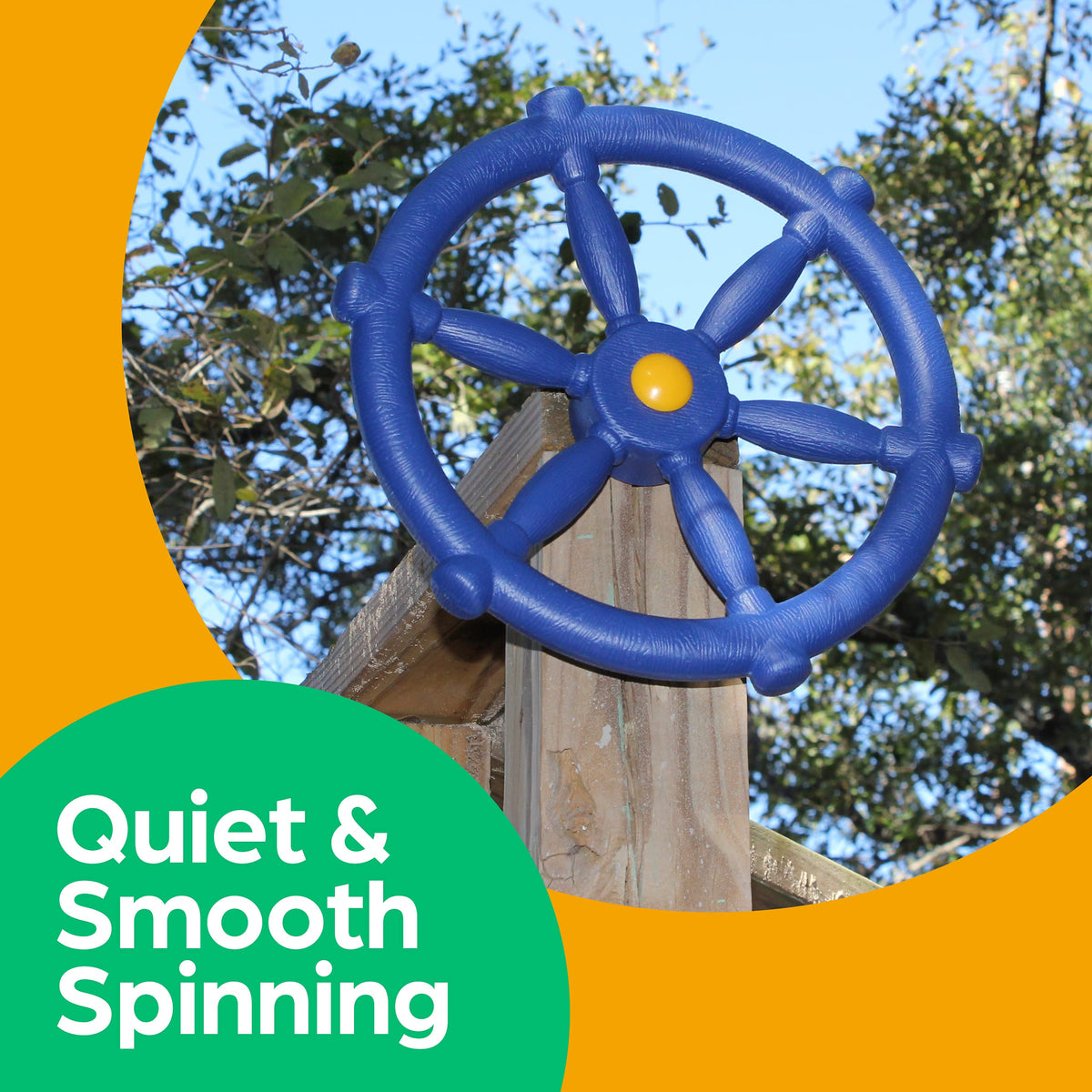 Jungle Gym Kingdom Pirate Ship Wheel for Kids — Blue Steering Wheel for Treehouse, Outdoor Playhouse & Backyard Playset
