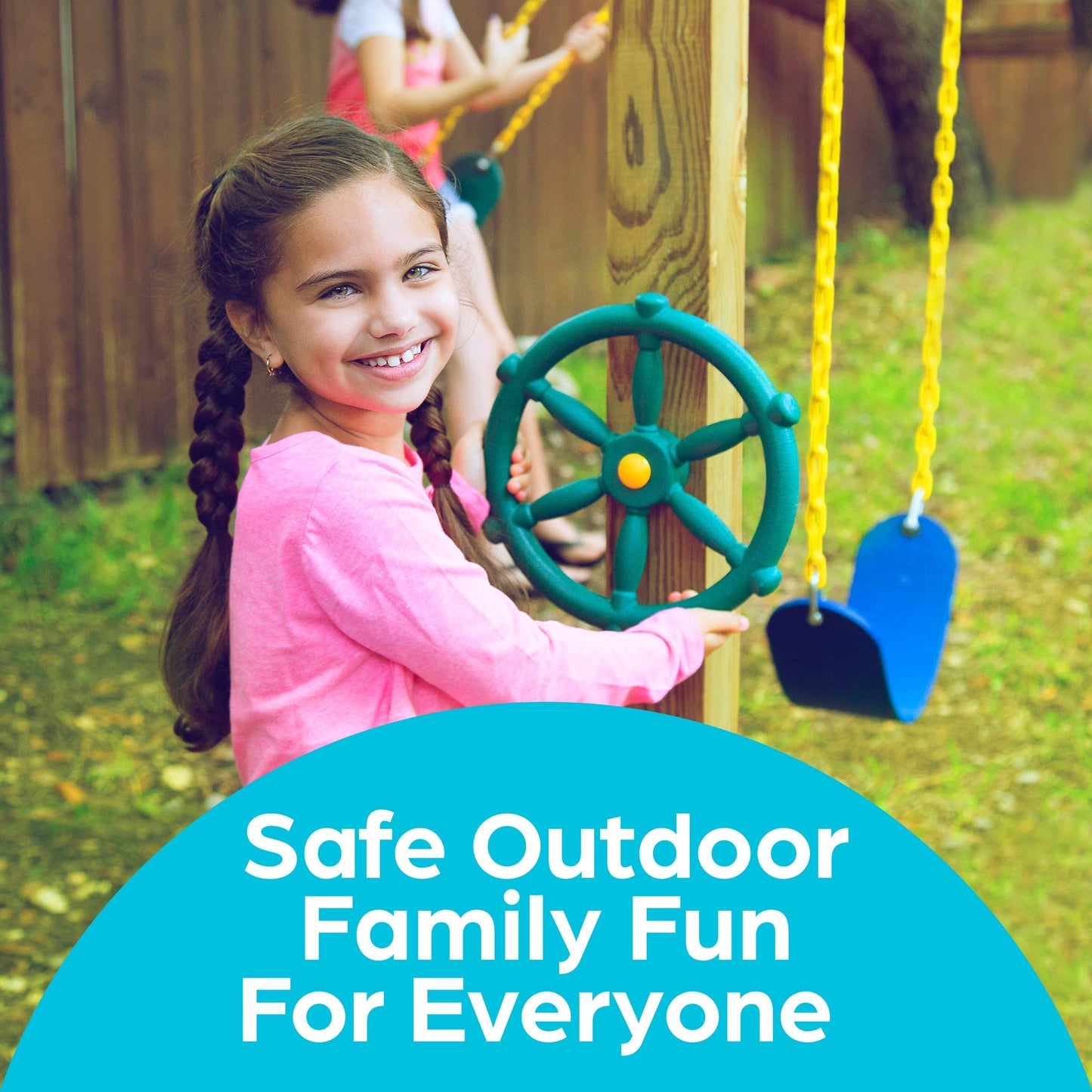 Jungle Gym Kingdom Pirate Ship Wheel – Green Outdoor Play Accessory for Kids