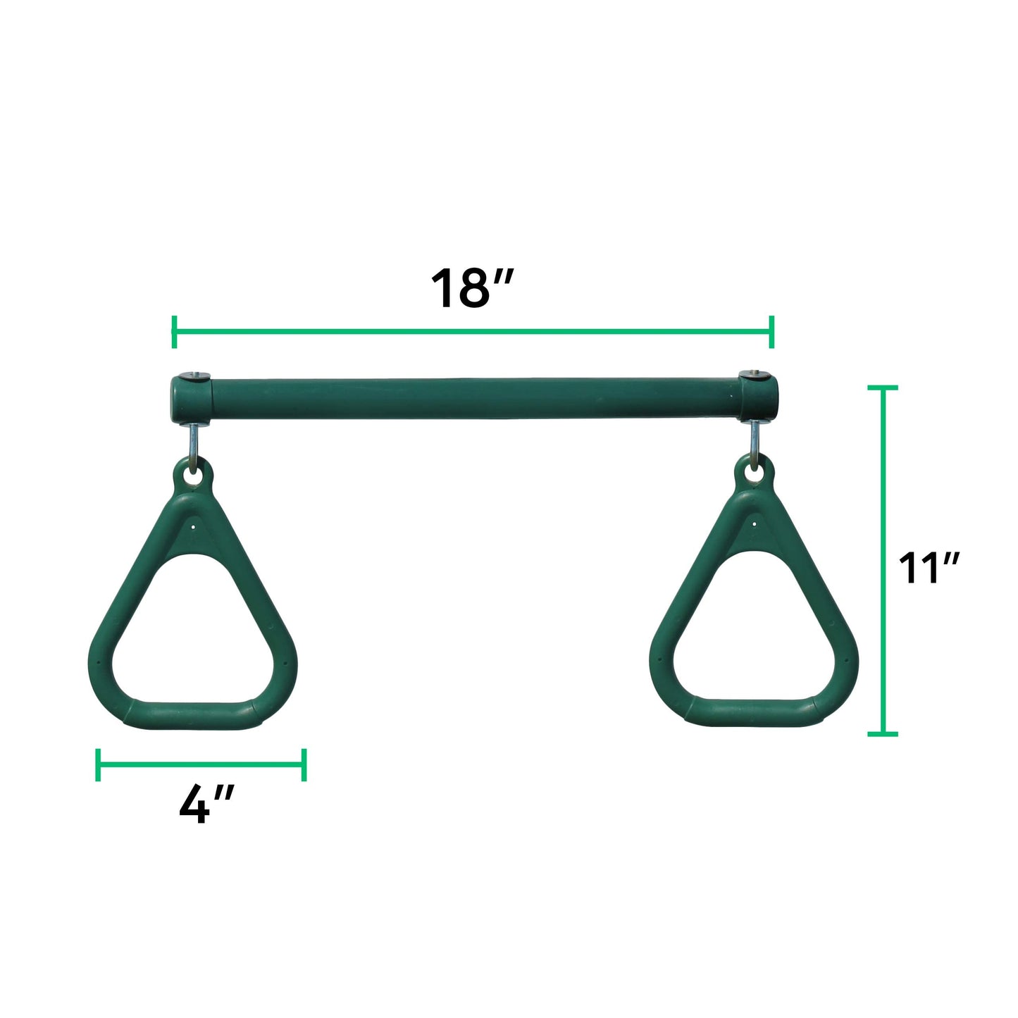 Jungle Gym Kingdom Backyard Swing Sets with 18-inch Trapeze Bar & 48-inch Chain | Outdoor Play Equipment (Green)