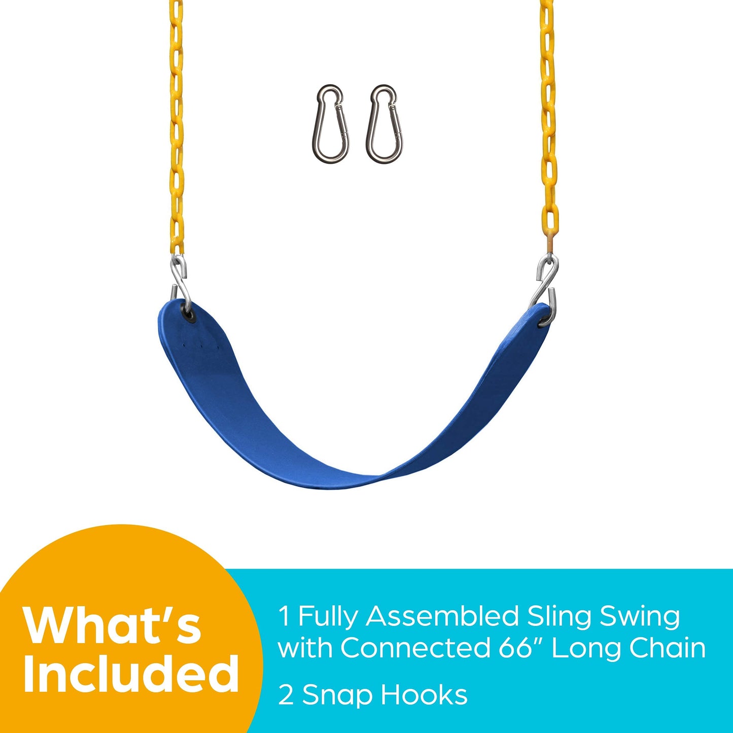 Jungle Gym Kingdom Swing Seat Replacement Kit with Heavy-Duty Chains (Blue) for Outdoor Swing Sets