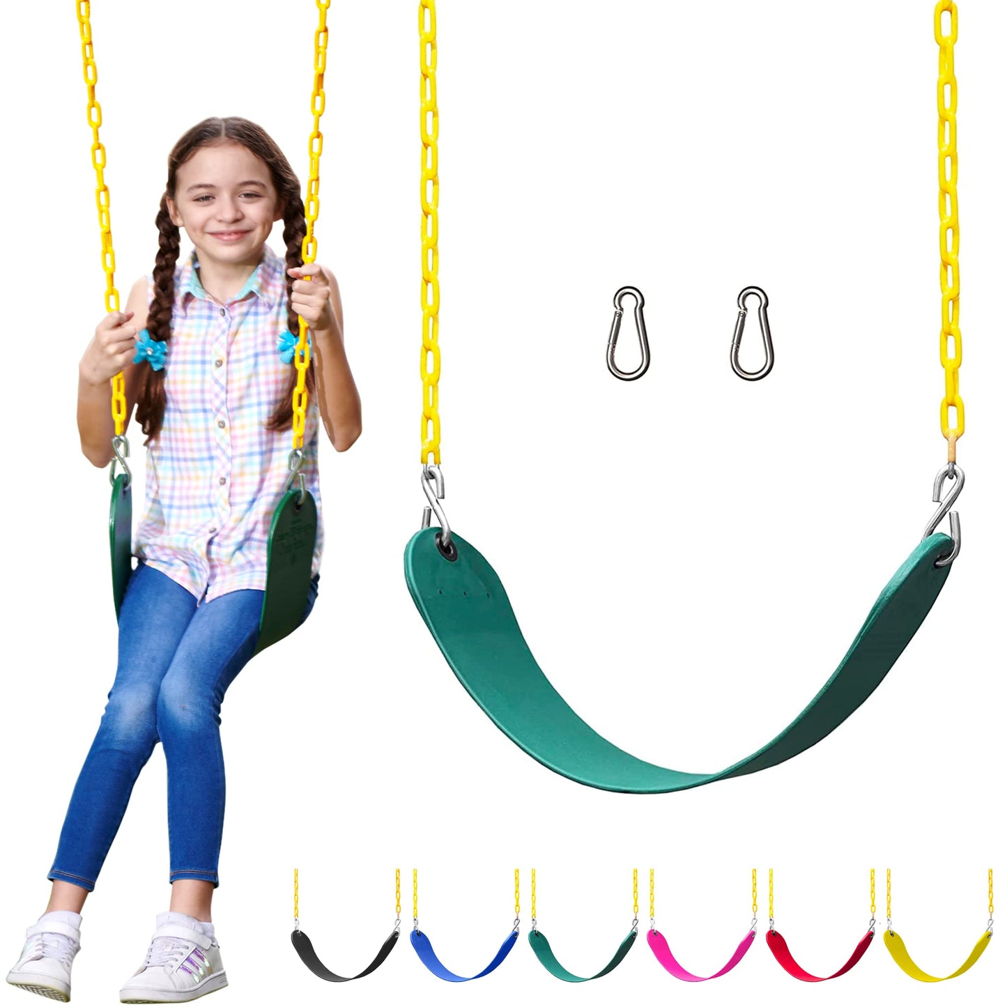 Jungle Gym Kingdom Swing Seat Replacement Kit with Heavy-Duty Chains – Outdoor Swing Set