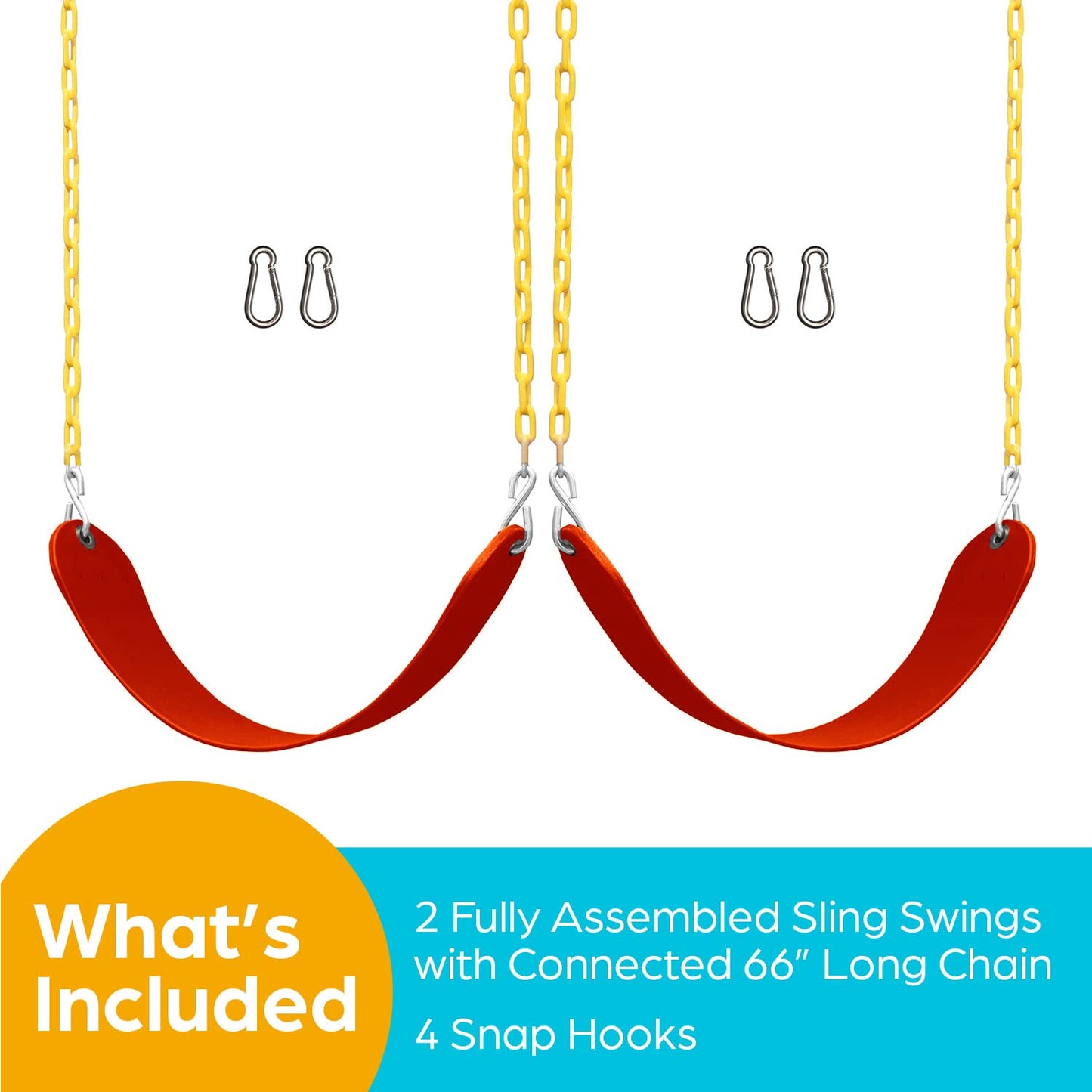 Jungle Gym Kingdom Swings – Replacement Seats & Heavy Duty Chains (Pack of 2, Red)