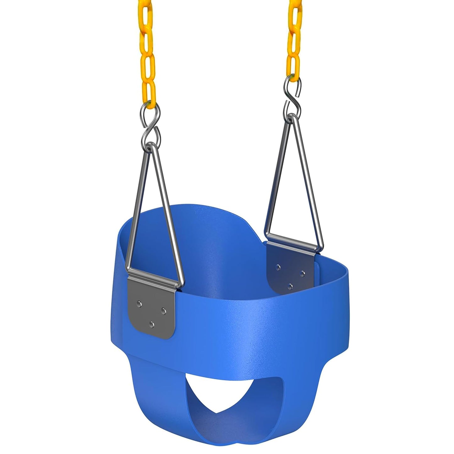 Jungle Gym Kingdom Toddler Swing - Heavy Duty Full Bucket Seat with Coated Chains, Blue – Fully Assembled