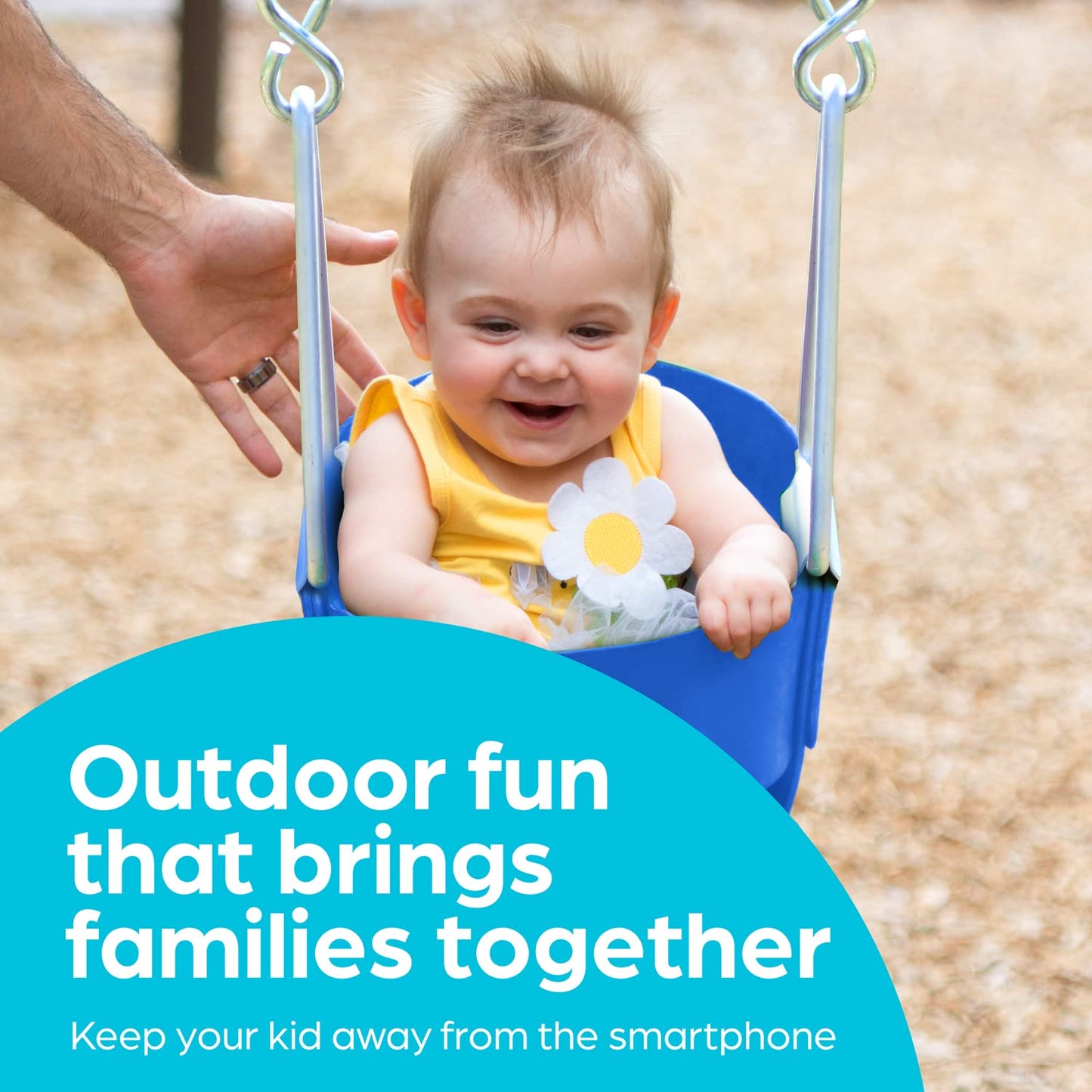 Jungle Gym Kingdom Toddler Swing - Heavy Duty Full Bucket Seat with Coated Chains, Blue – Fully Assembled