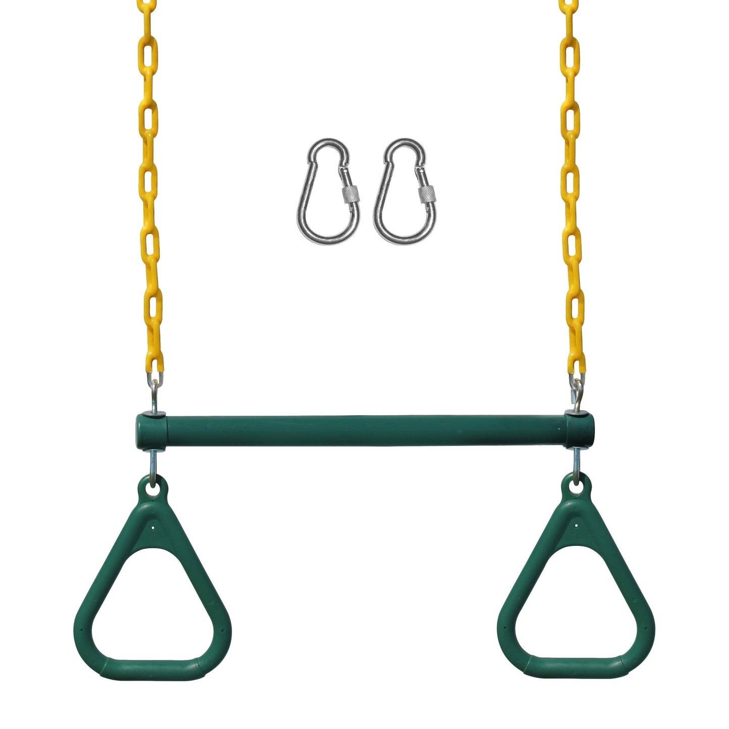 Jungle Gym Kingdom Backyard Swing Sets with 18-inch Trapeze Bar & 48-inch Chain | Outdoor Play Equipment (Green)