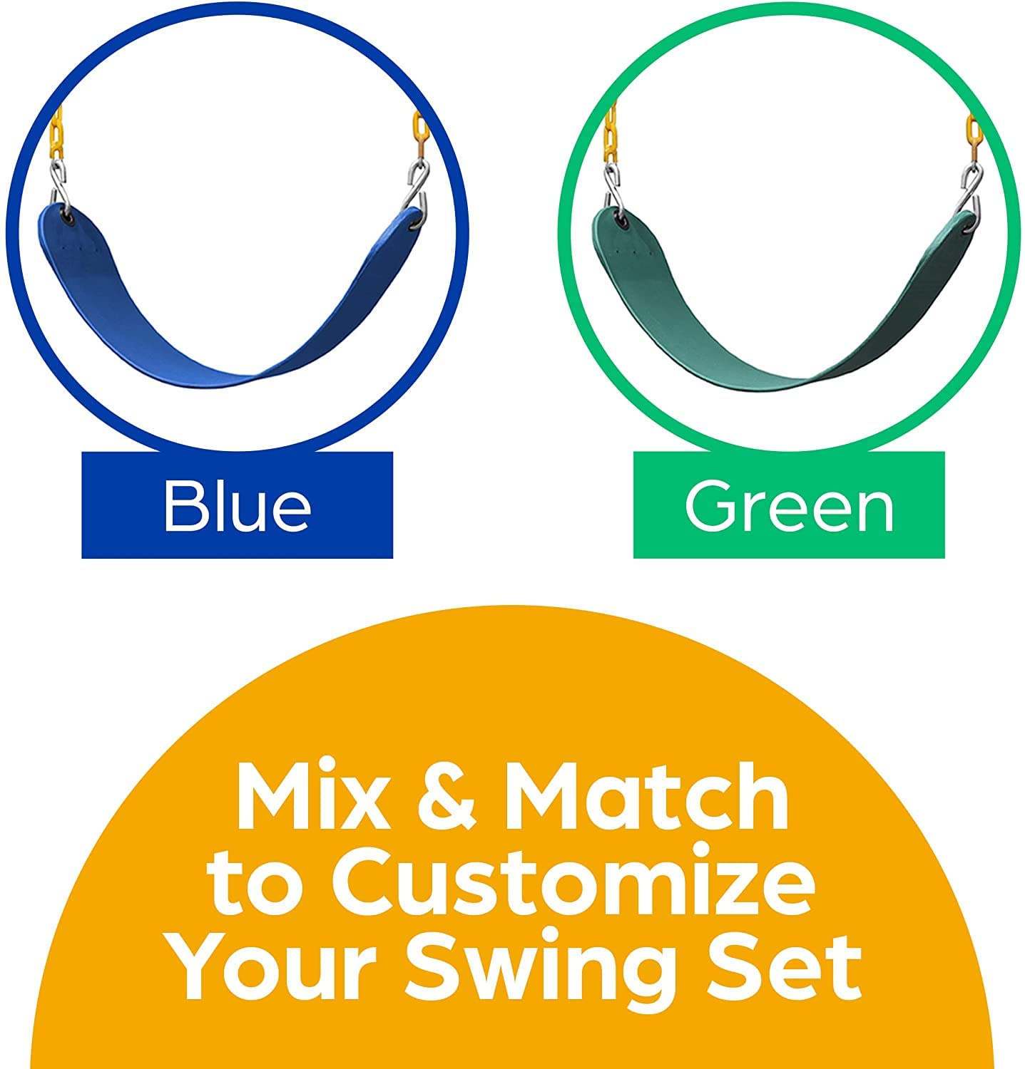 Jungle Gym Kingdom Swing Seat Replacement Kit — 2-Pack with Heavy-Duty Chains (Green)