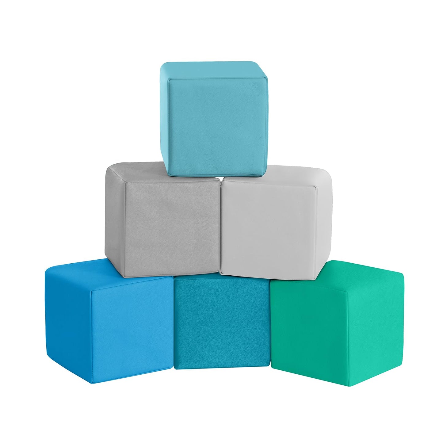 JungleDove Foam Blocks for Toddlers – 6-Piece Waterproof PU Leather Soft Blocks | Colorful Large Stacking Toys