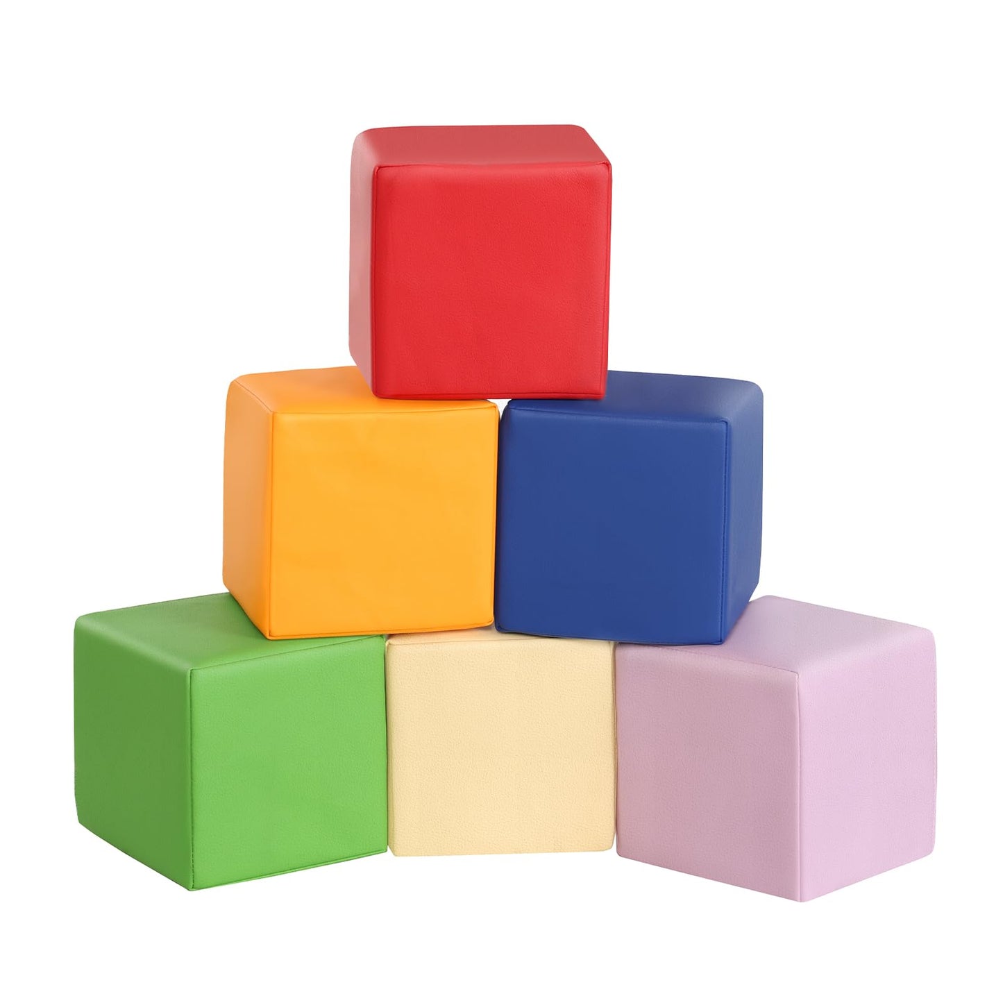 JungleDove Foam Blocks for Toddlers – 6pc Waterproof PU Leather Rainbow Stacking Blocks
