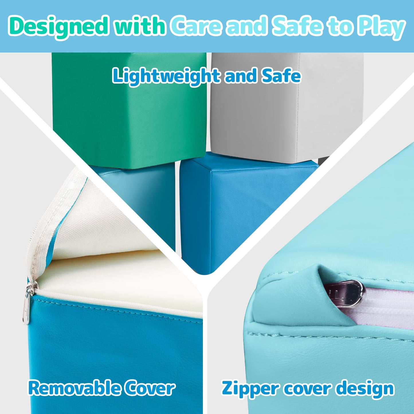 JungleDove Foam Blocks for Toddlers – 6-Piece Waterproof PU Leather Soft Blocks | Colorful Large Stacking Toys