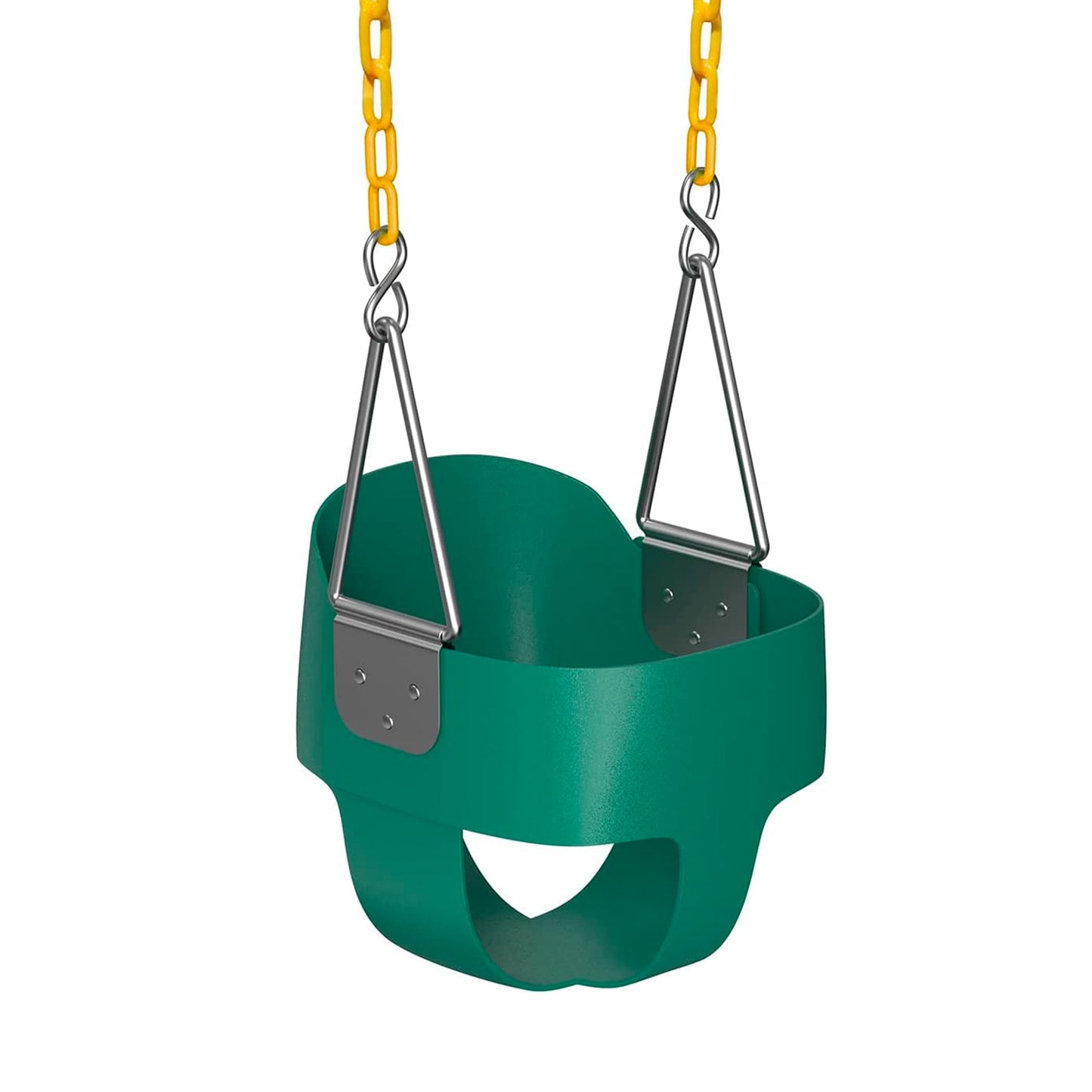 Jungle Gym Kingdom Baby Swing Outdoor – Heavy Duty High-Back Bucket Seat, Coated Chains, Fully Assembled