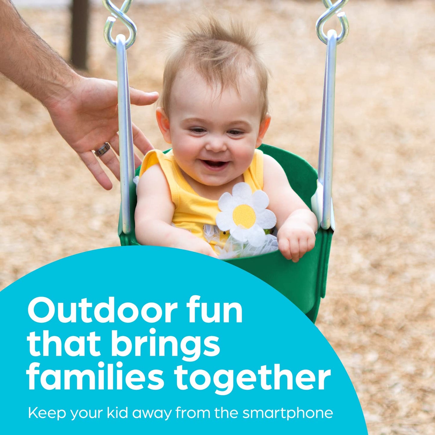 Jungle Gym Kingdom Baby Swing Outdoor – Heavy Duty High-Back Bucket Seat, Coated Chains, Fully Assembled