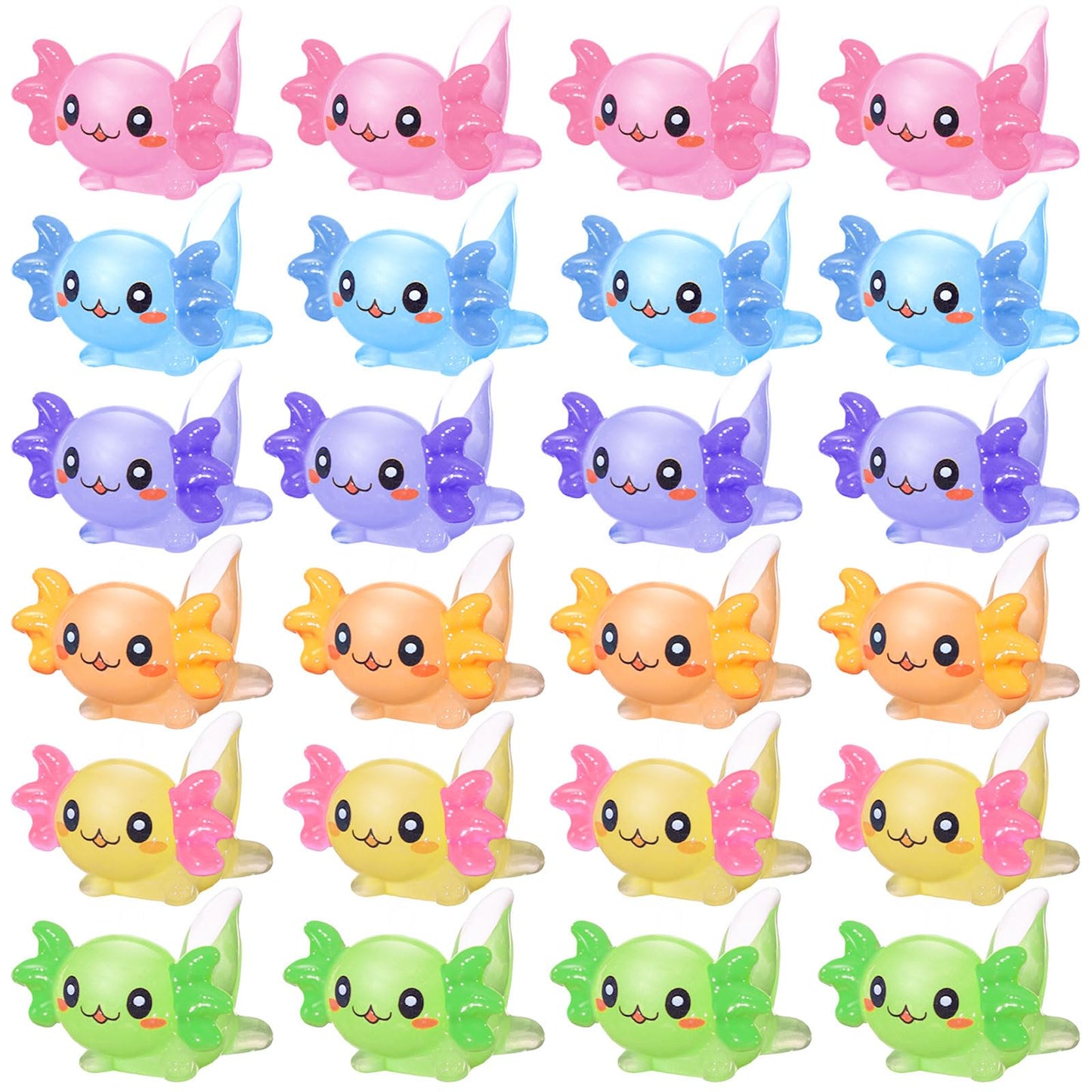 Junkin 24 Pcs Mini Axolotl Figures – Cute Resin Charms for Home & Garden