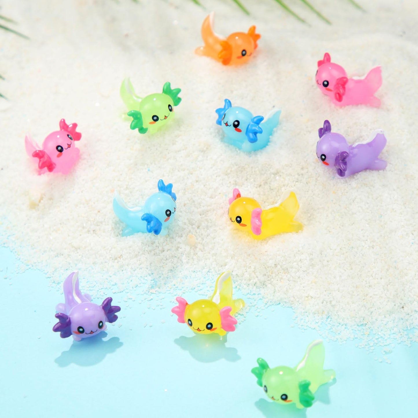 Junkin 24 Pcs Mini Axolotl Figures – Cute Resin Charms for Home & Garden