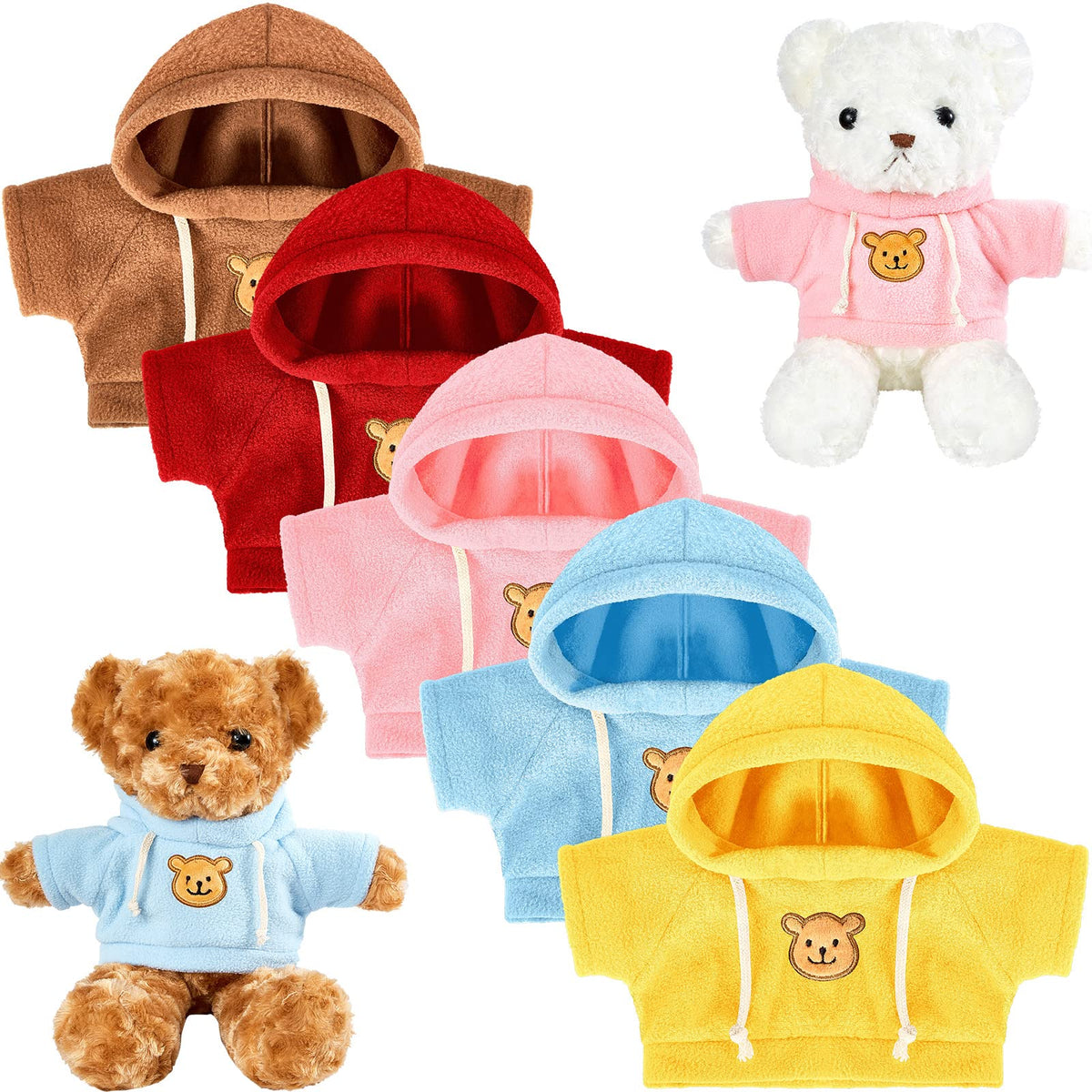 Junkin 5 Pcs Bear Doll Clothes Set for 14–18 Inch Plush Bears | Soft Cotton Outfits