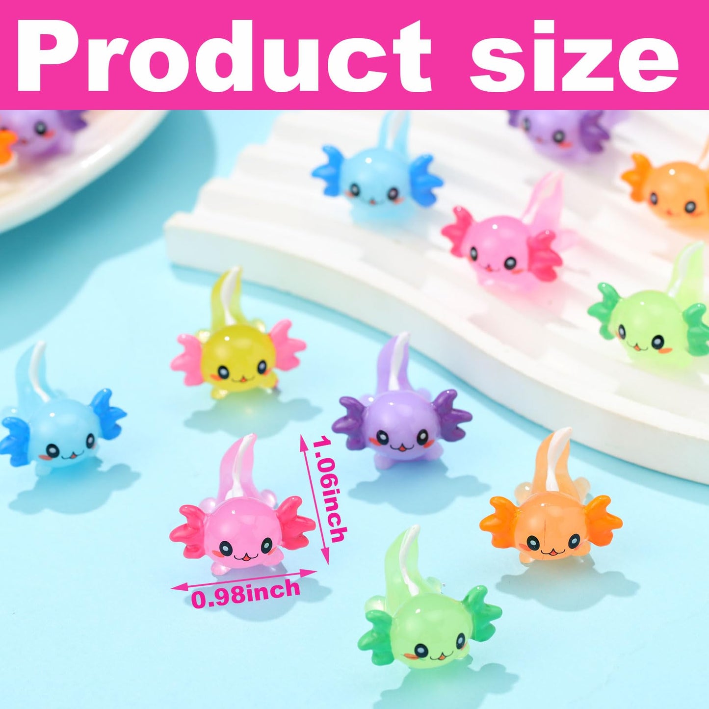 Junkin 24 Pcs Mini Axolotl Figures – Cute Resin Charms for Home & Garden