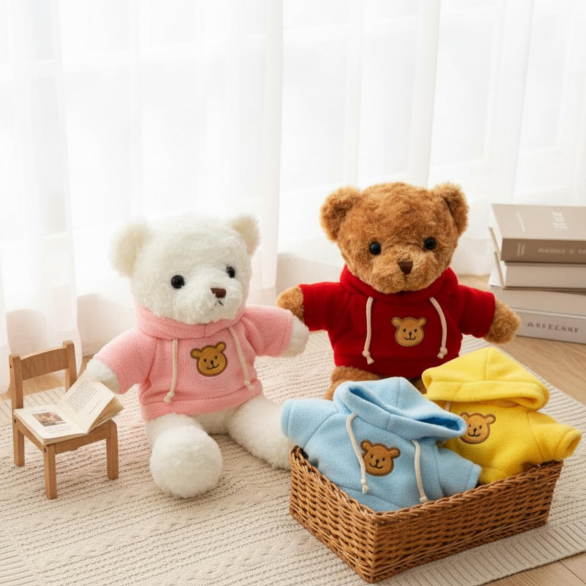 Junkin 5 Pcs Bear Doll Clothes Set for 14–18 Inch Plush Bears | Soft Cotton Outfits
