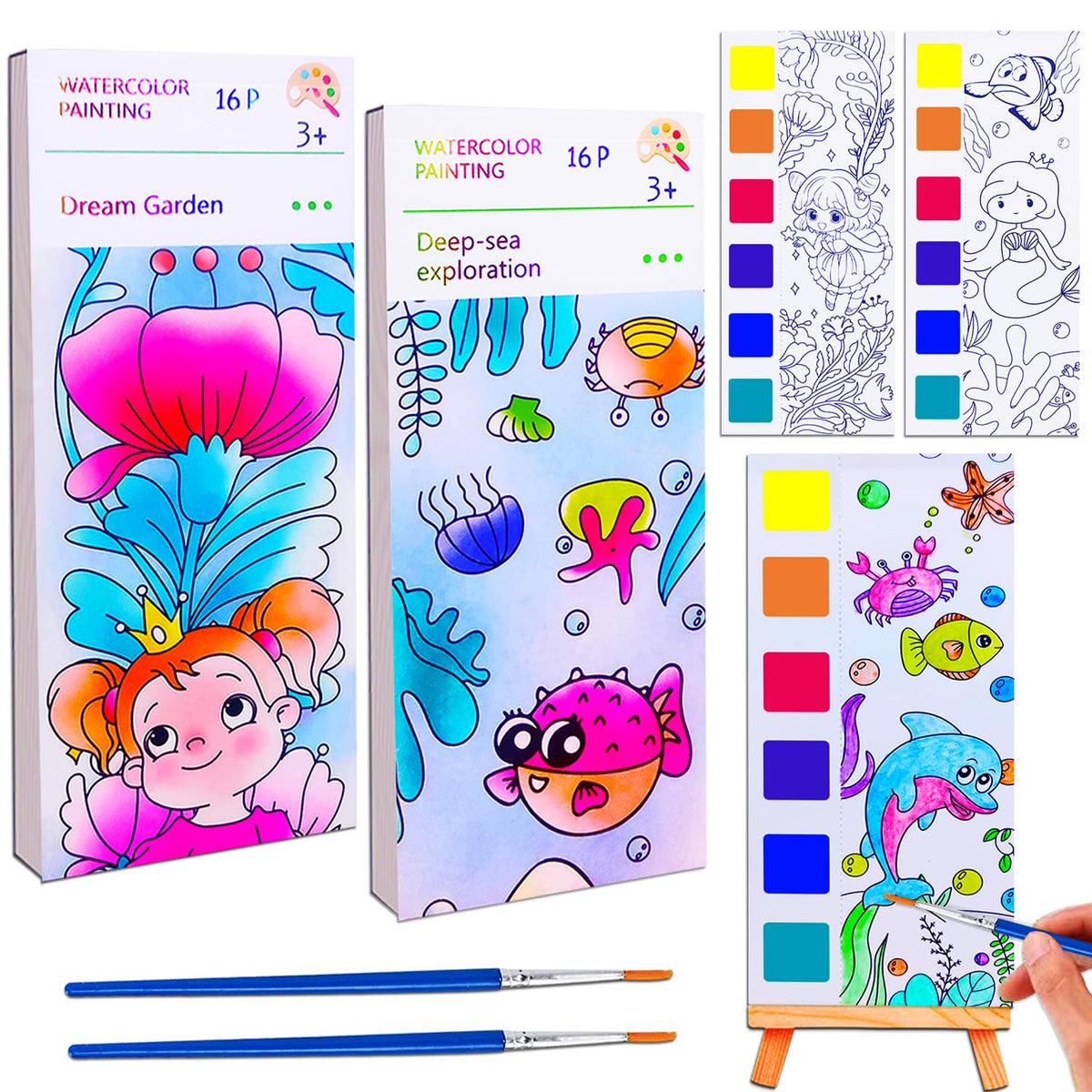 JUNQIU US Paint with Water Books for Kids (Ages 4-8) – Mess-Free Watercolor Set (2 Pack)