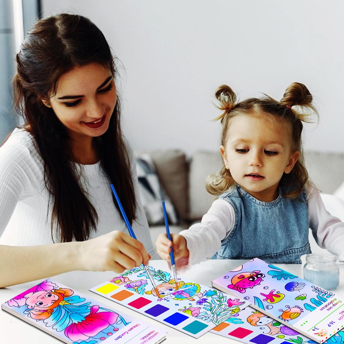 JUNQIU US Paint with Water Books for Kids (Ages 4-8) – Mess-Free Watercolor Set (2 Pack)