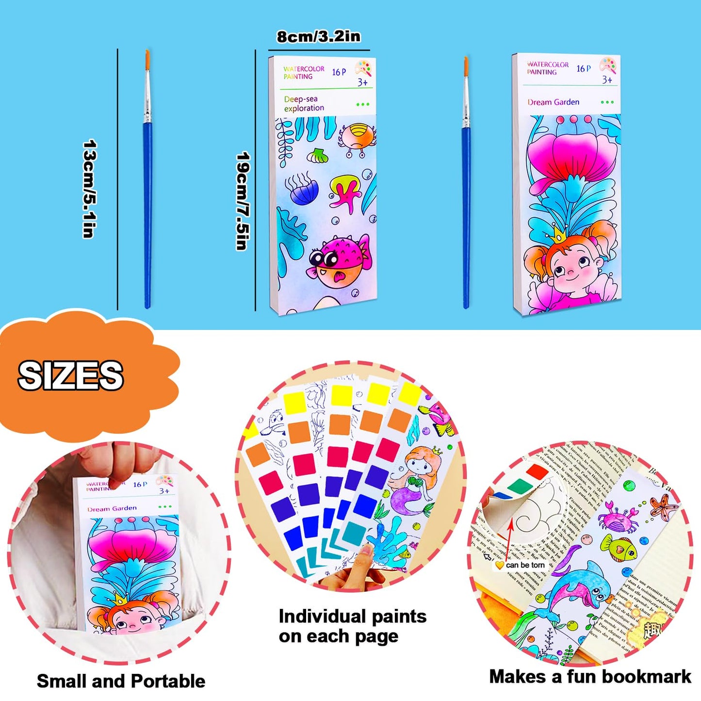 JUNQIU US Paint with Water Books for Kids (Ages 4-8) – Mess-Free Watercolor Set (2 Pack)