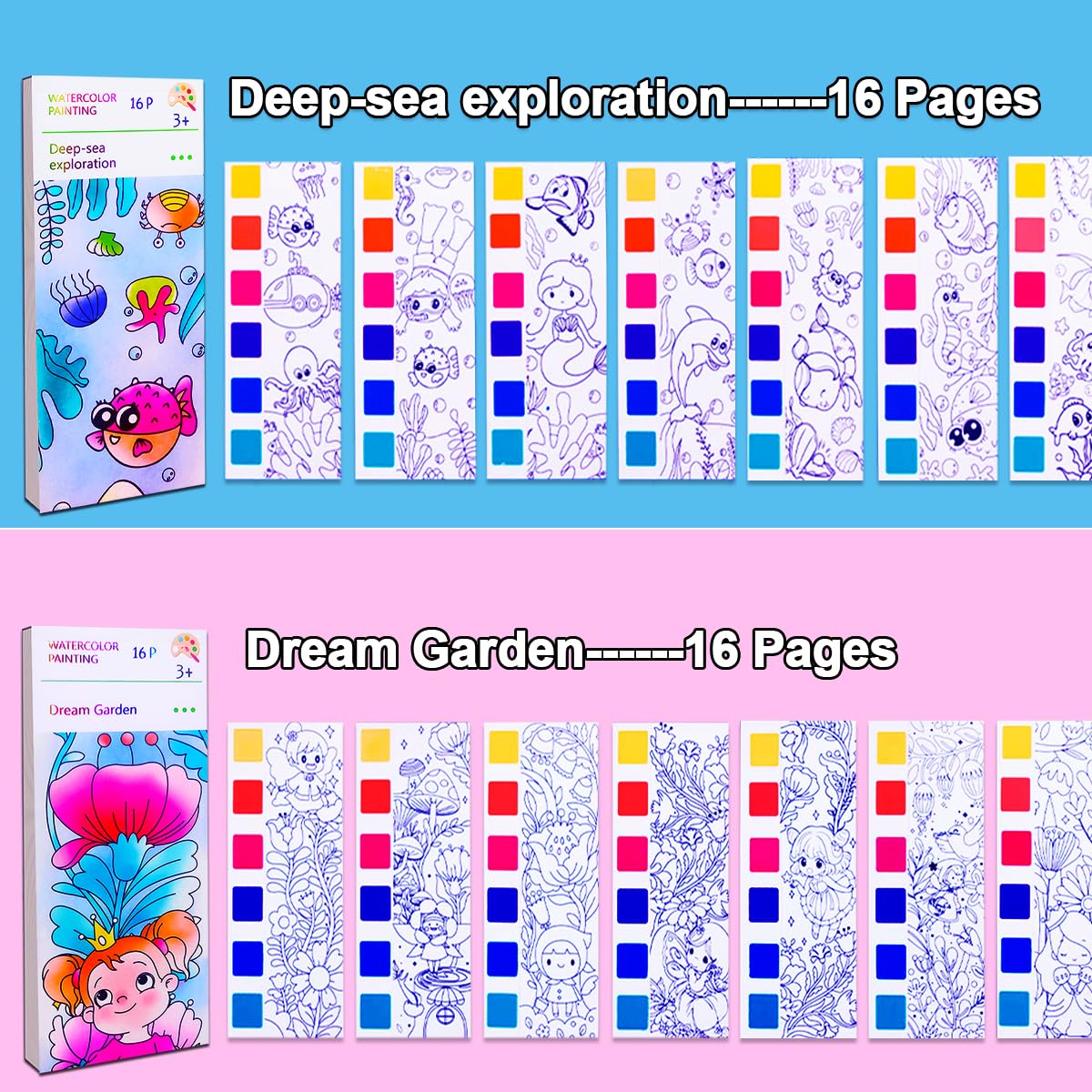 JUNQIU US Paint with Water Books for Kids (Ages 4-8) – Mess-Free Watercolor Set (2 Pack)
