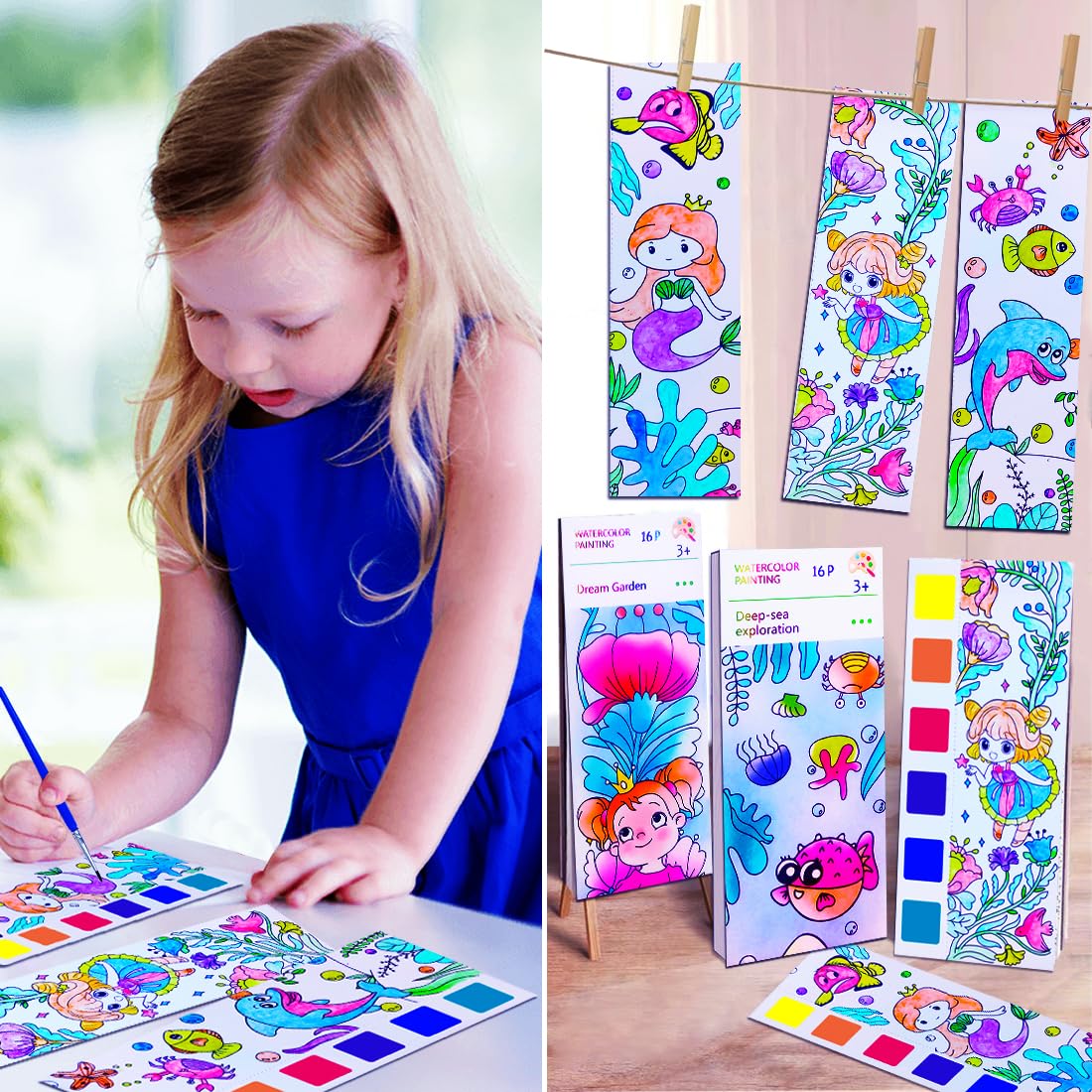 JUNQIU US Paint with Water Books for Kids (Ages 4-8) – Mess-Free Watercolor Set (2 Pack)